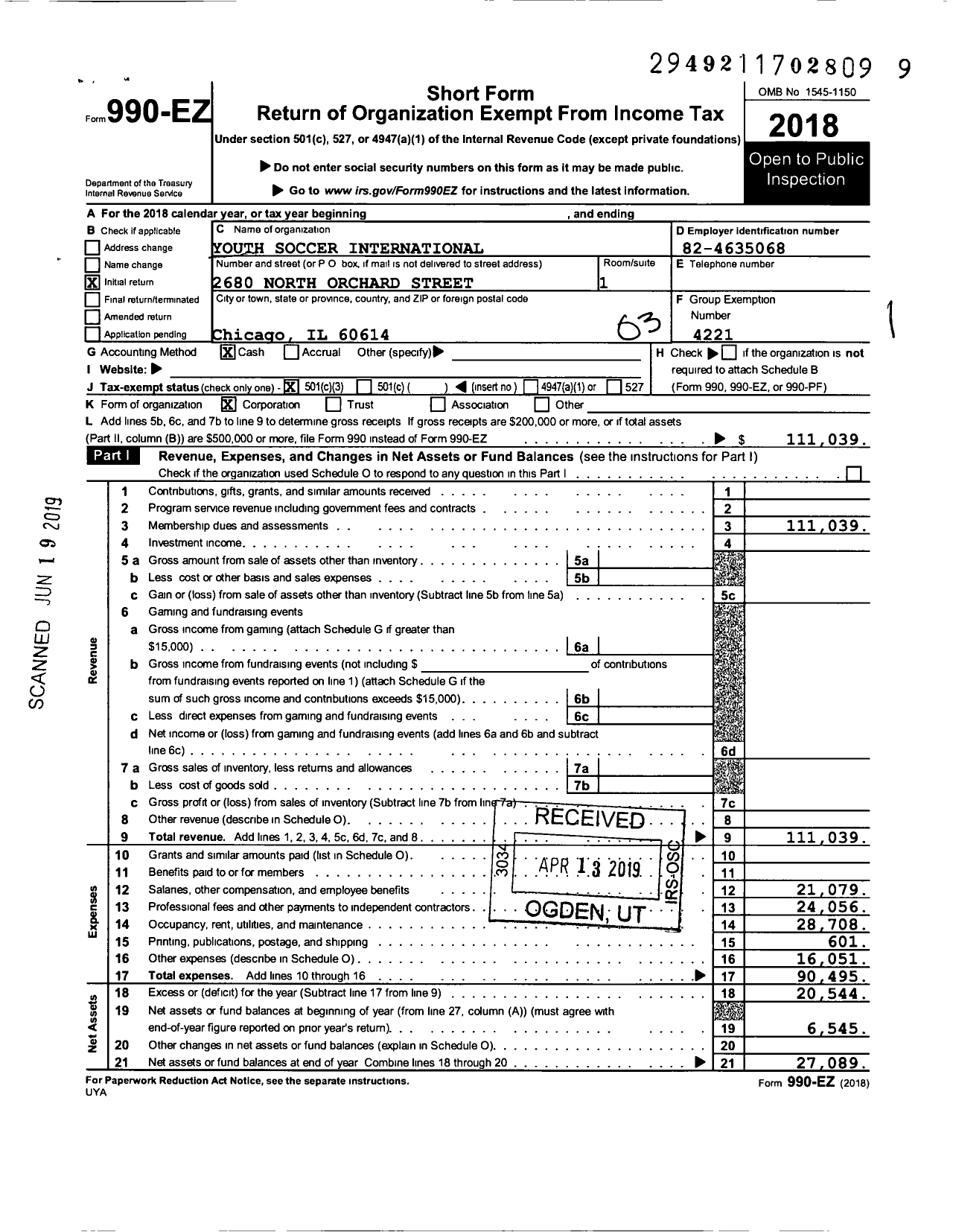 Image of first page of 2018 Form 990EZ for The Ysi Foundation