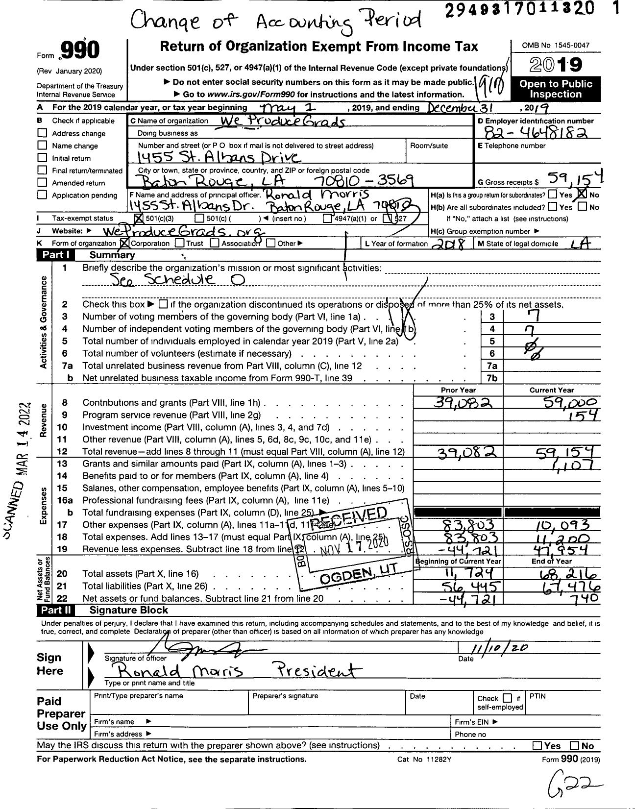 Image of first page of 2019 Form 990 for Weproducegrads