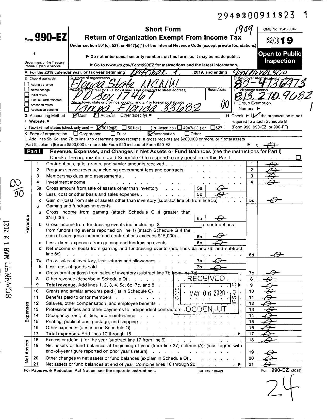 Image of first page of 2018 Form 990EO for Florida State Coalition of National Council of Negro Women