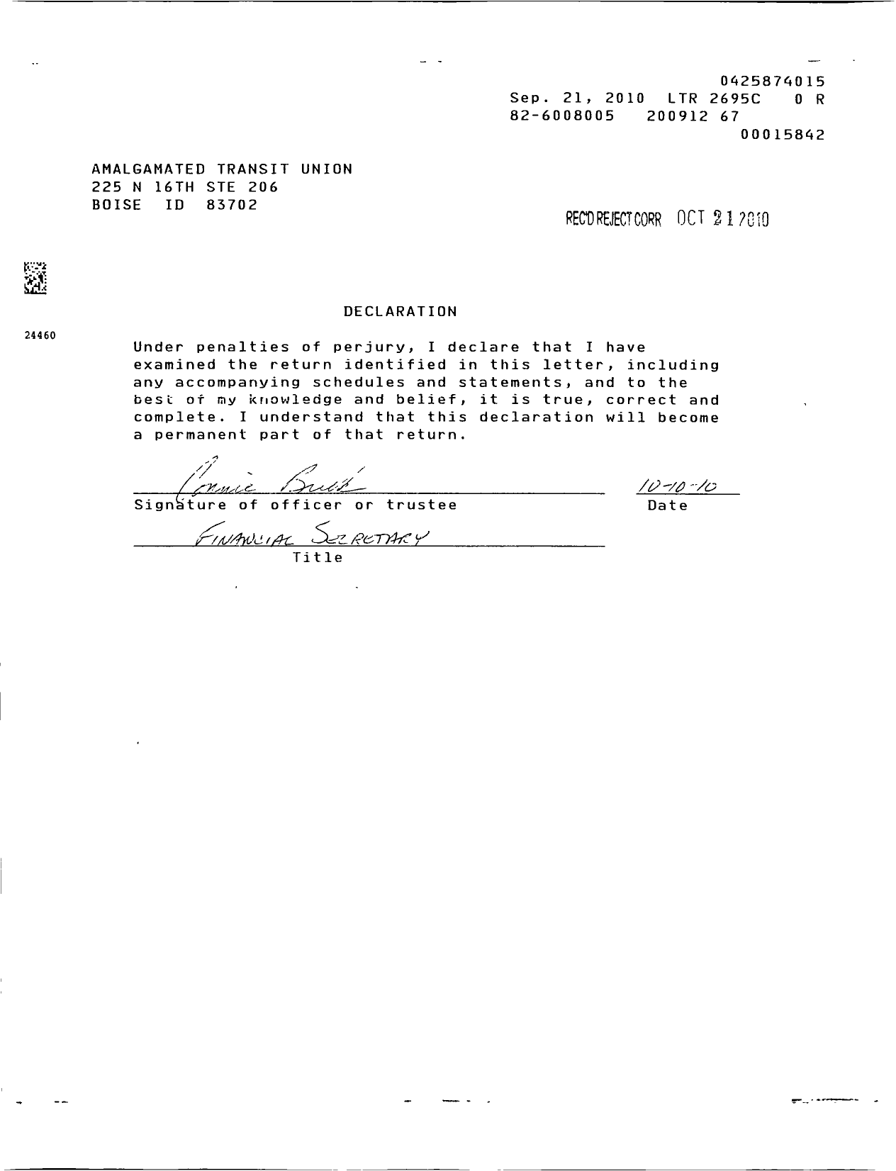 Image of first page of 2009 Form 990EOR for Amalgamated Transit Union - 398 Local