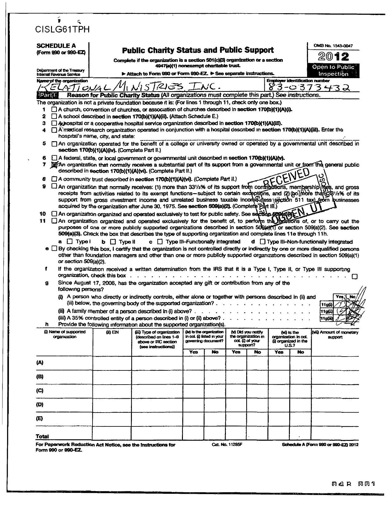 Image of first page of 2012 Form 990ER for Relational Ministries