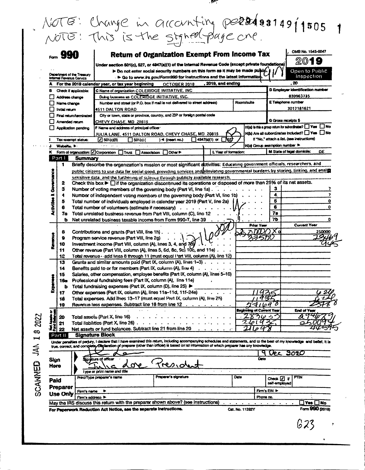 Image of first page of 2019 Form 990 for The Coleridge Initiative