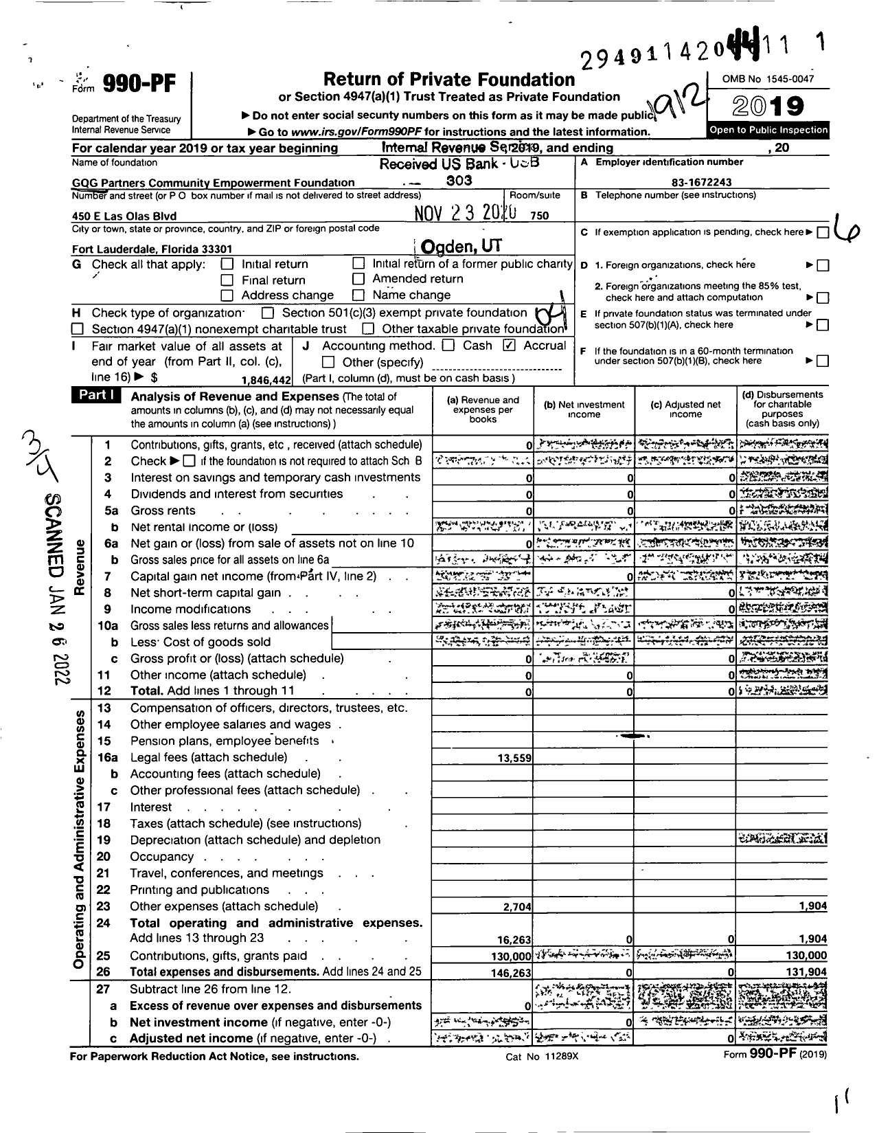 Image of first page of 2019 Form 990PF for GQG Partners Community Empowerment Foundation