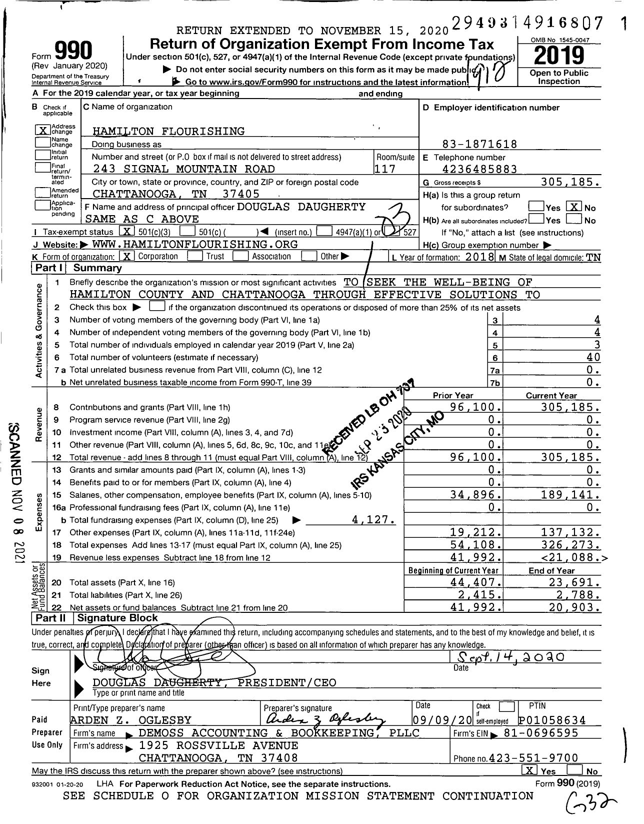 Image of first page of 2019 Form 990 for Hamilton Flourishing