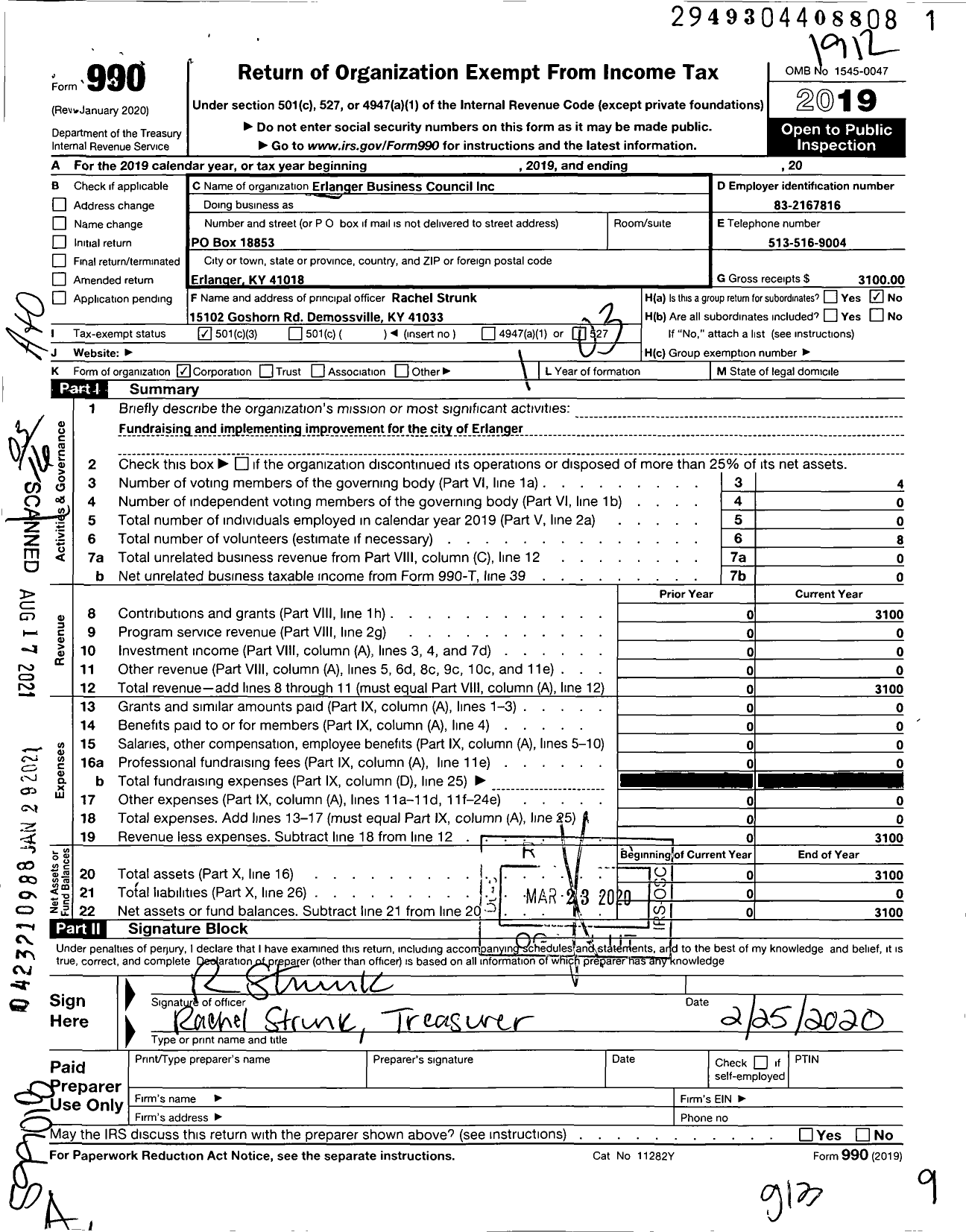 Image of first page of 2019 Form 990 for Erlanger Business Council