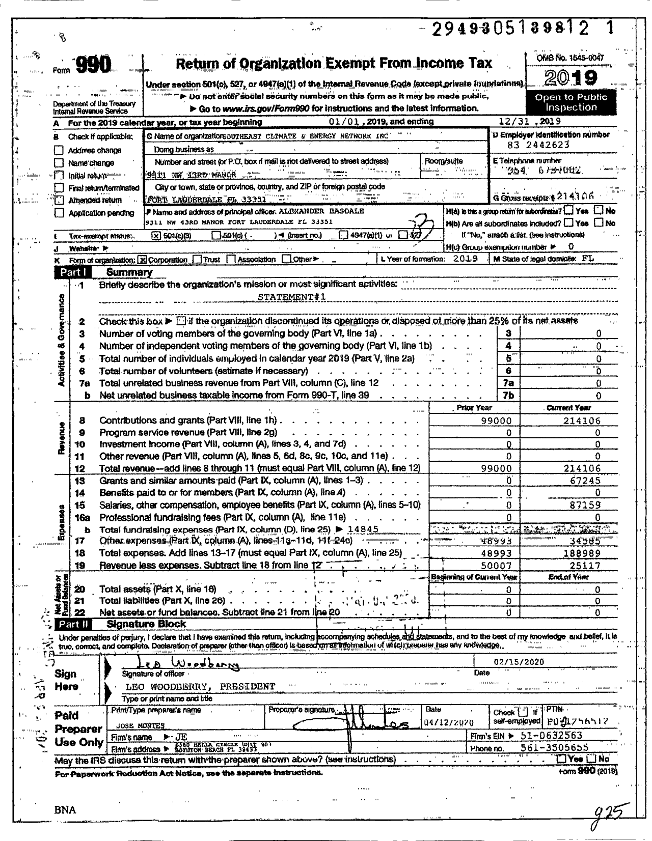Image of first page of 2019 Form 990 for Southeast Climate & Energy Network