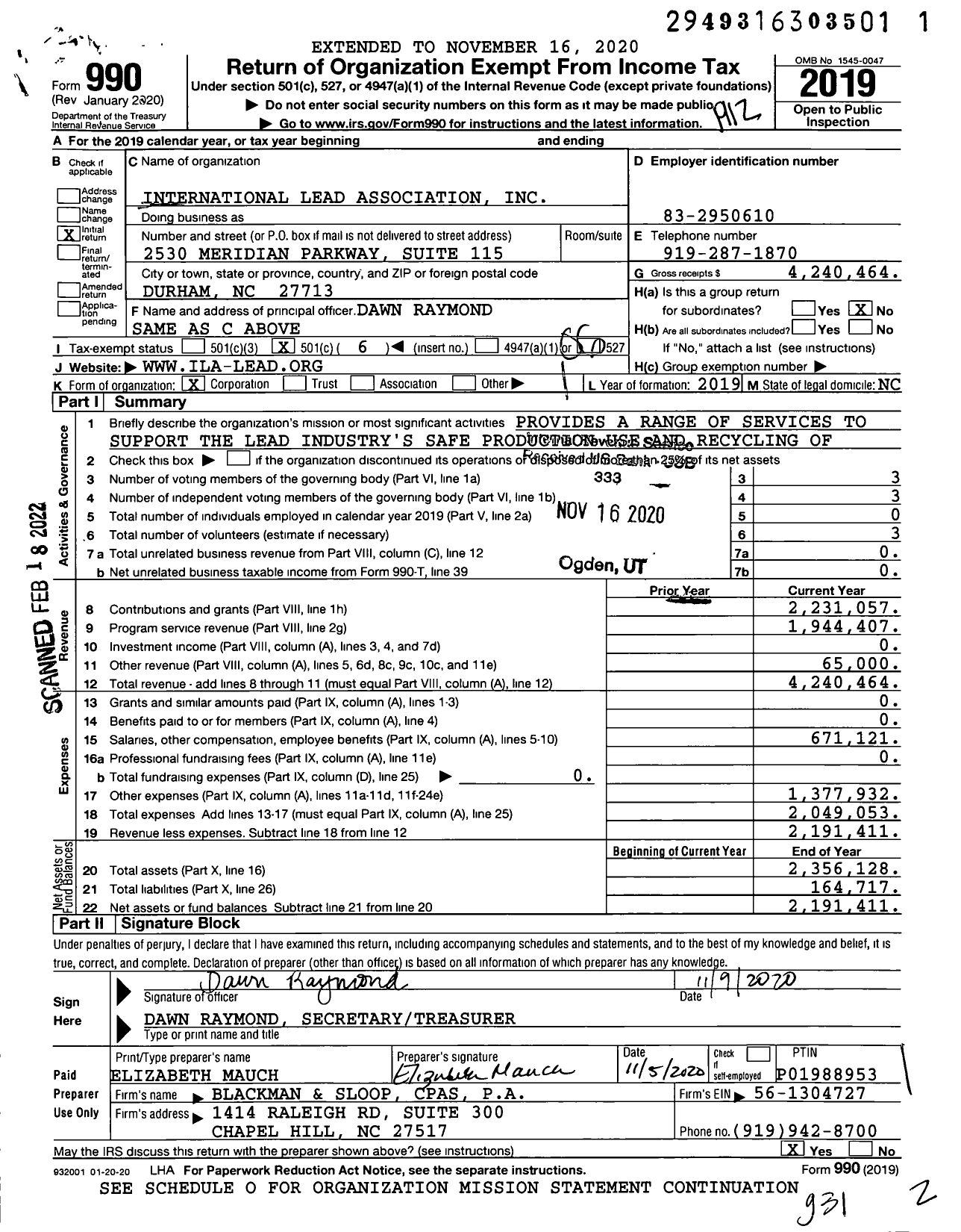 Image of first page of 2019 Form 990O for International Lead Association