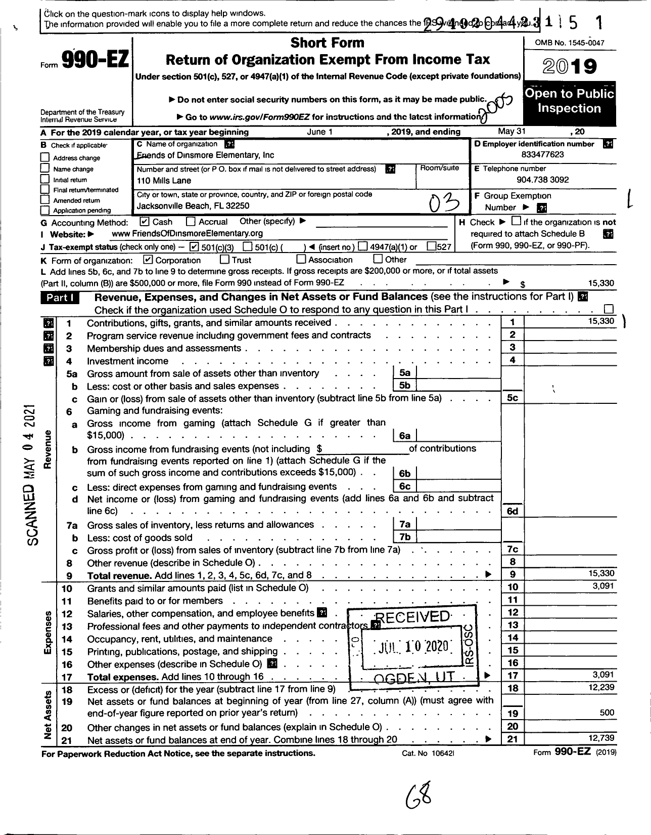 Image of first page of 2019 Form 990EZ for Know and Grow Learning Depot