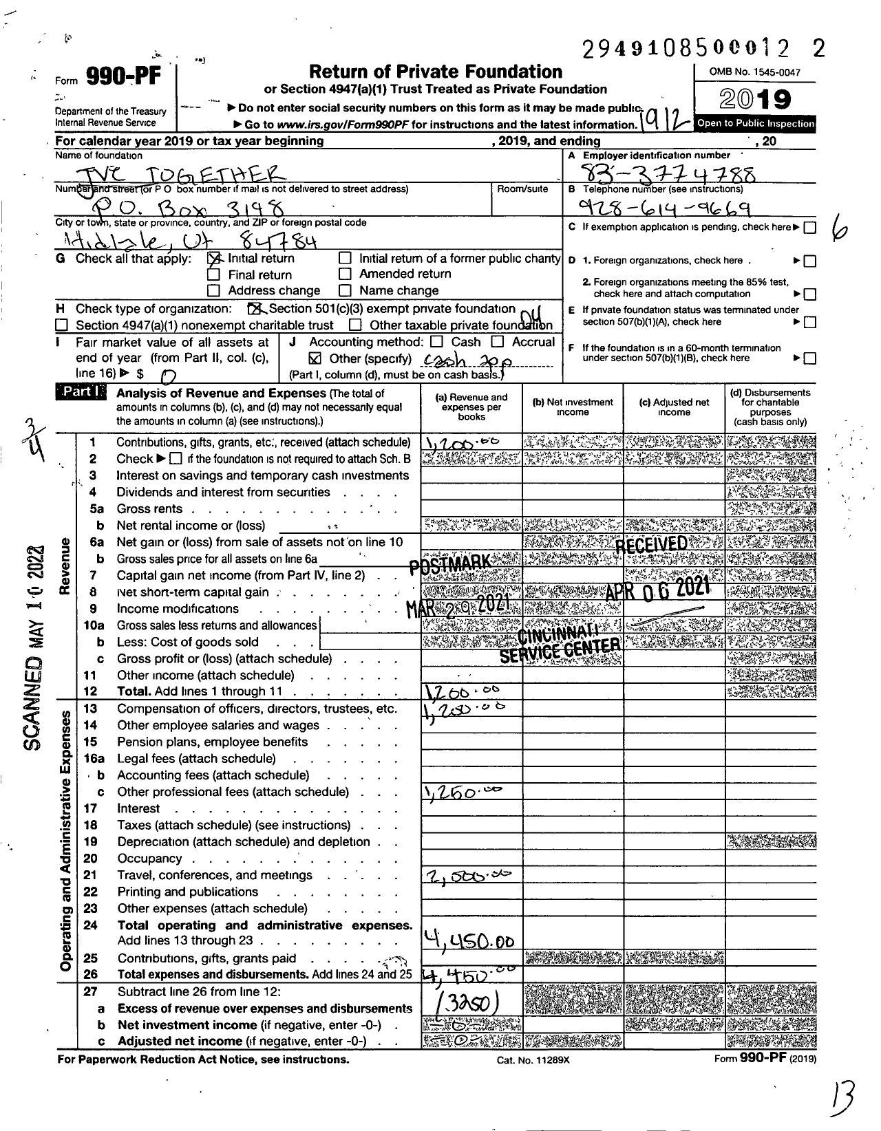 Image of first page of 2019 Form 990PF for Jve Together