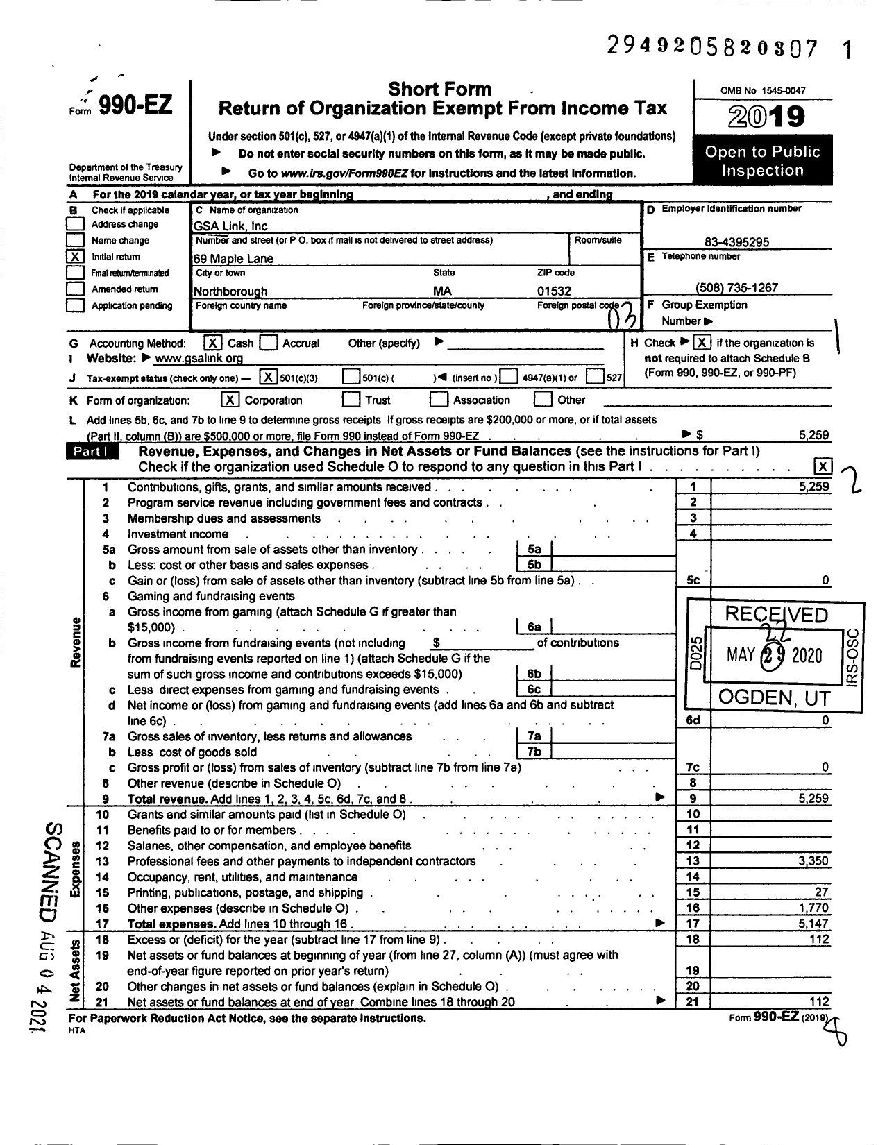 Image of first page of 2019 Form 990EZ for Linked Mentoring