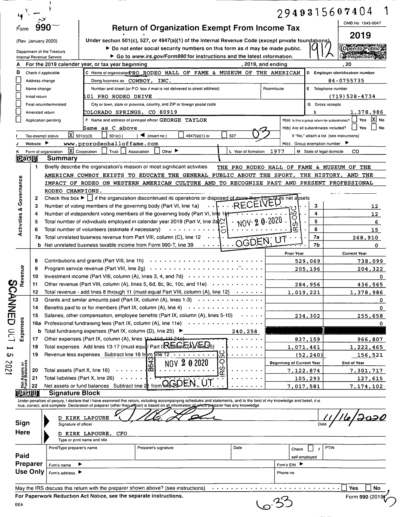 Image of first page of 2019 Form 990 for Cowboy