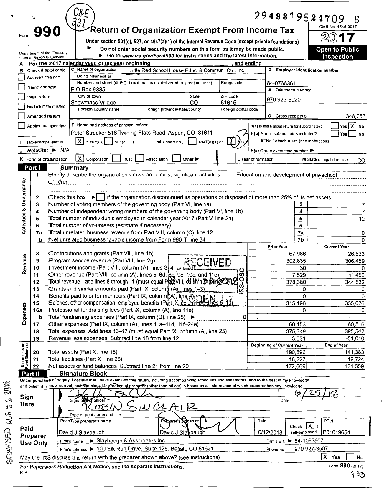 Image of first page of 2017 Form 990 for Little Red School House Education and Community Center