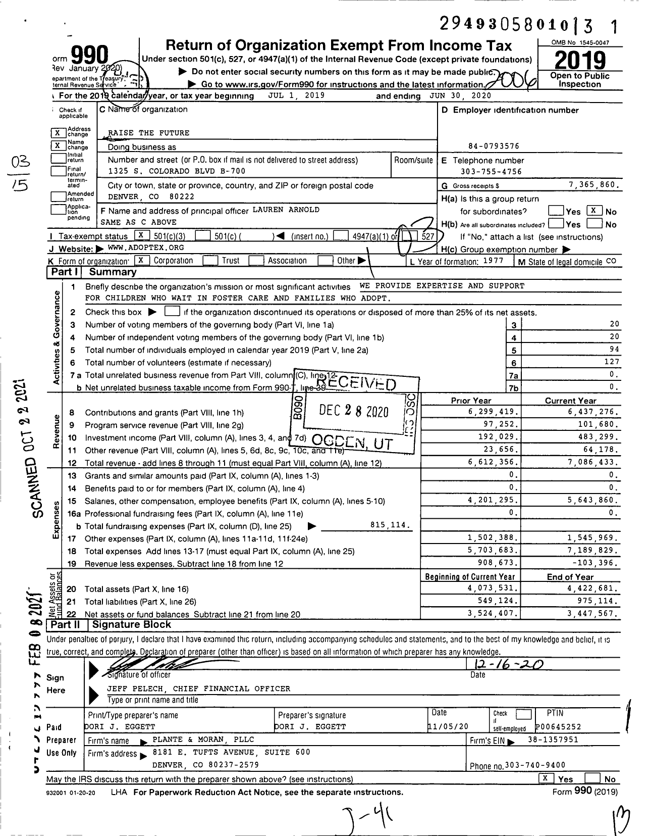 Image of first page of 2019 Form 990 for Raise The Future