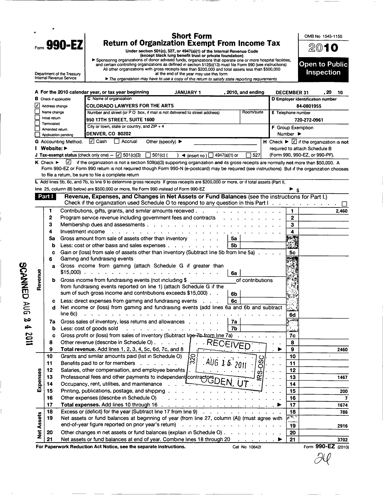 Image of first page of 2010 Form 990EZ for National Trust for Nonprofits