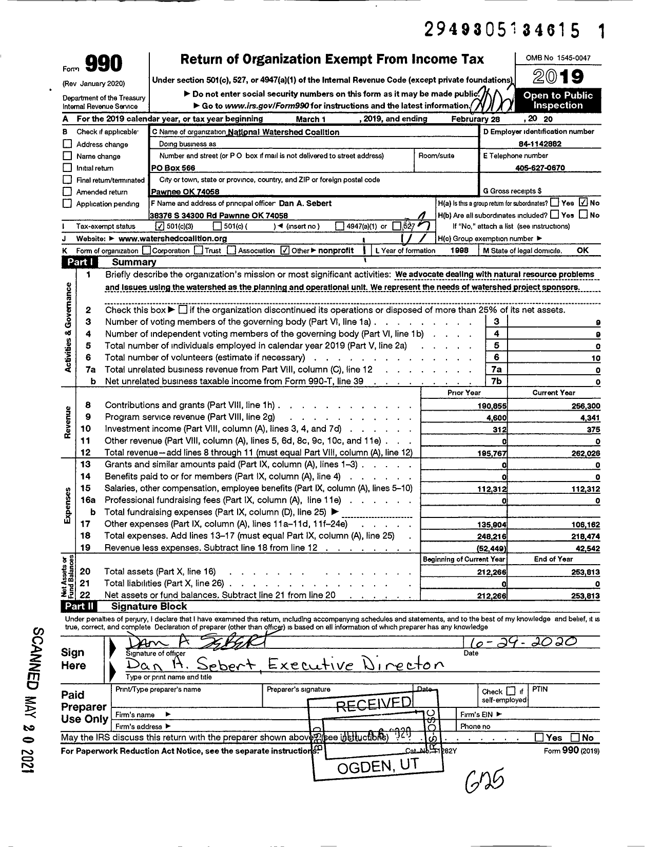 Image of first page of 2019 Form 990 for National Watershed Coalition