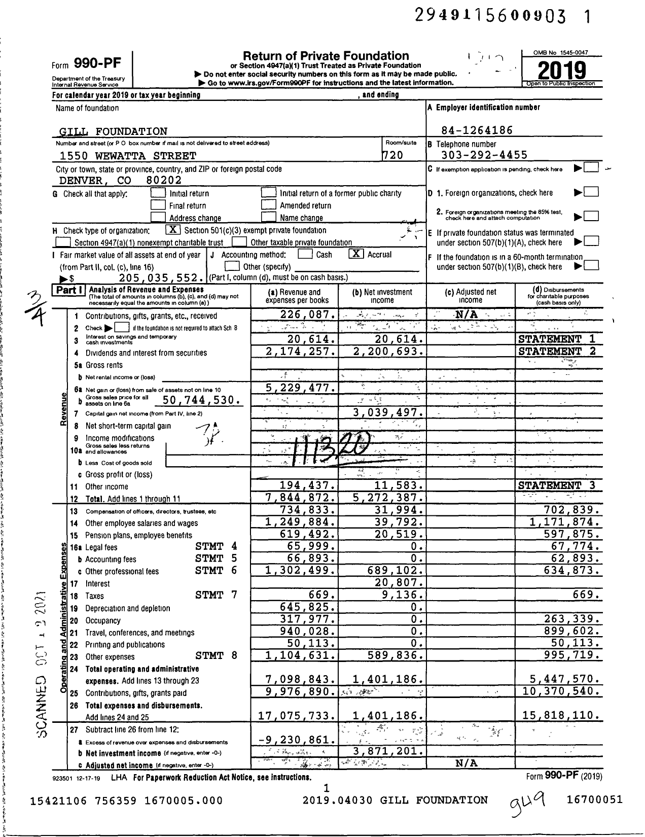 Image of first page of 2019 Form 990PF for Gill Foundation