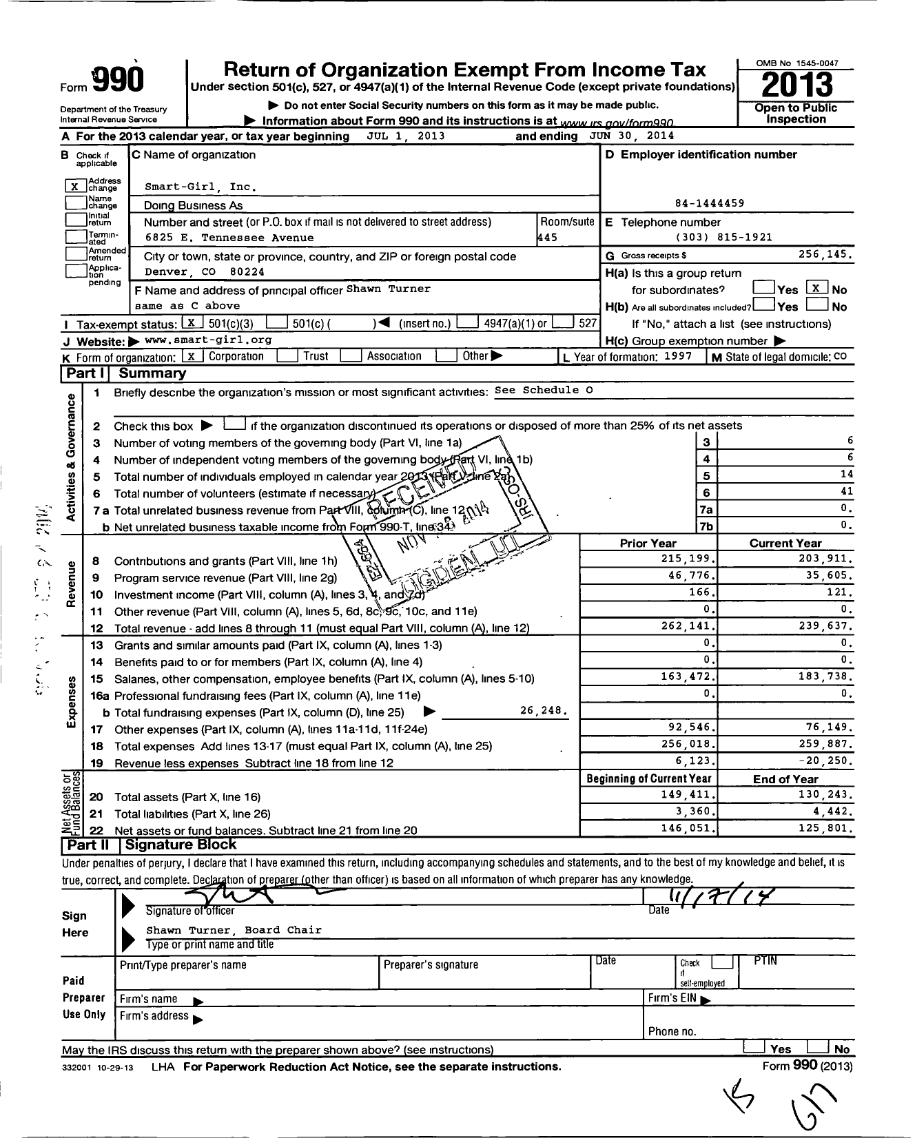 Image of first page of 2013 Form 990 for Smart Girl