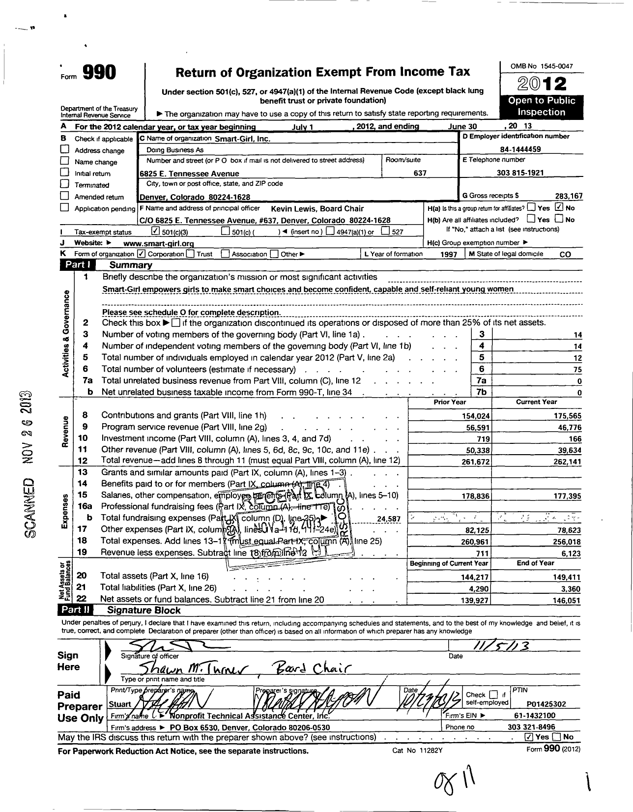 Image of first page of 2012 Form 990 for Smart Girl