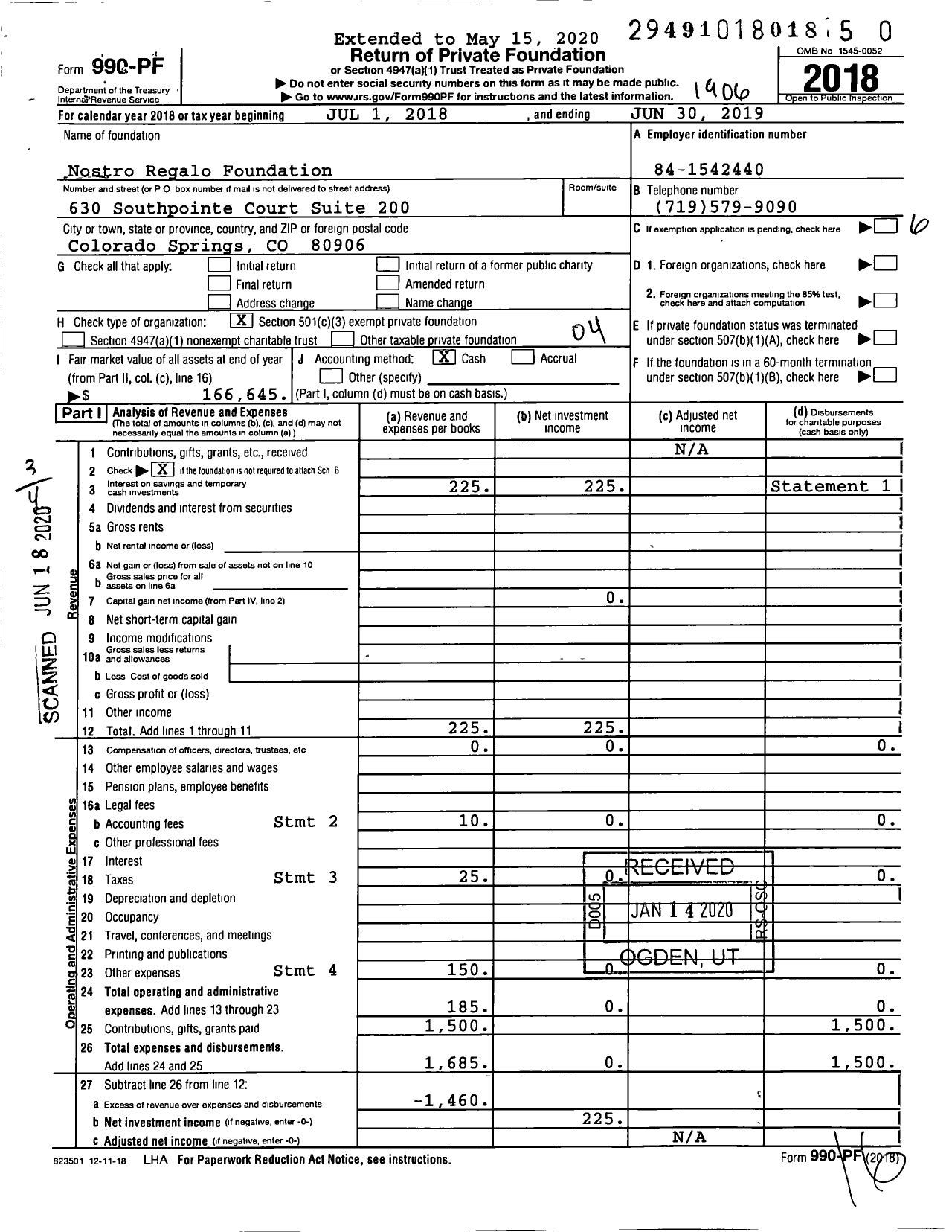 Image of first page of 2018 Form 990PR for Nostro Regalo Foundation