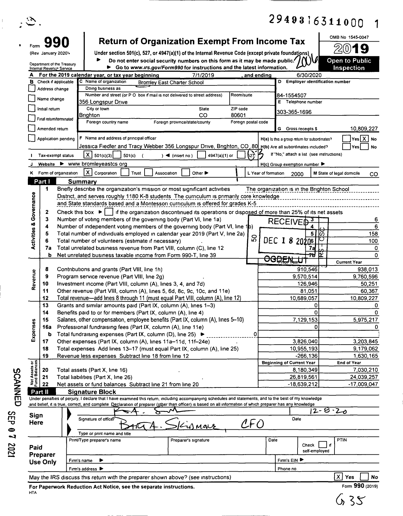 Image of first page of 2019 Form 990 for Bromley East Charter School