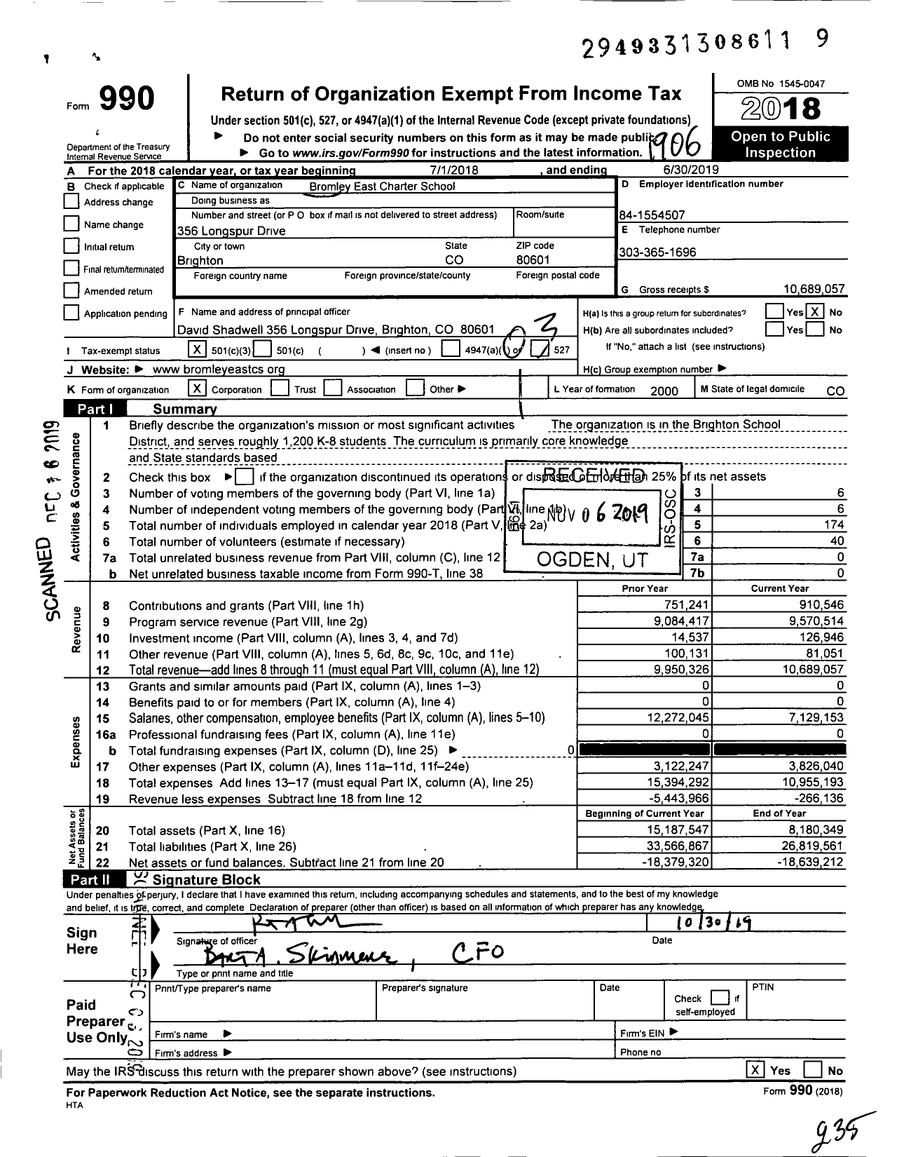 Image of first page of 2018 Form 990 for Bromley East Charter School
