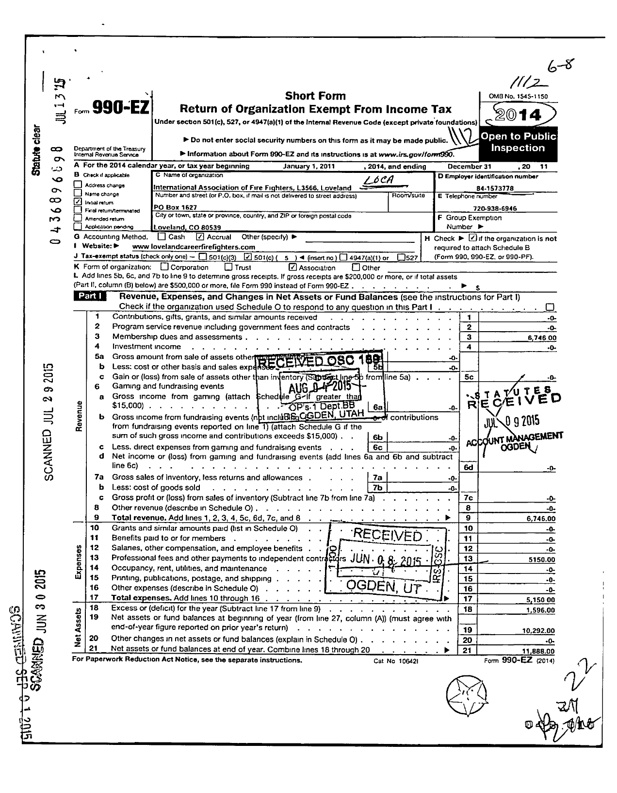 Image of first page of 2011 Form 990EO for International Association of Fire Fighters