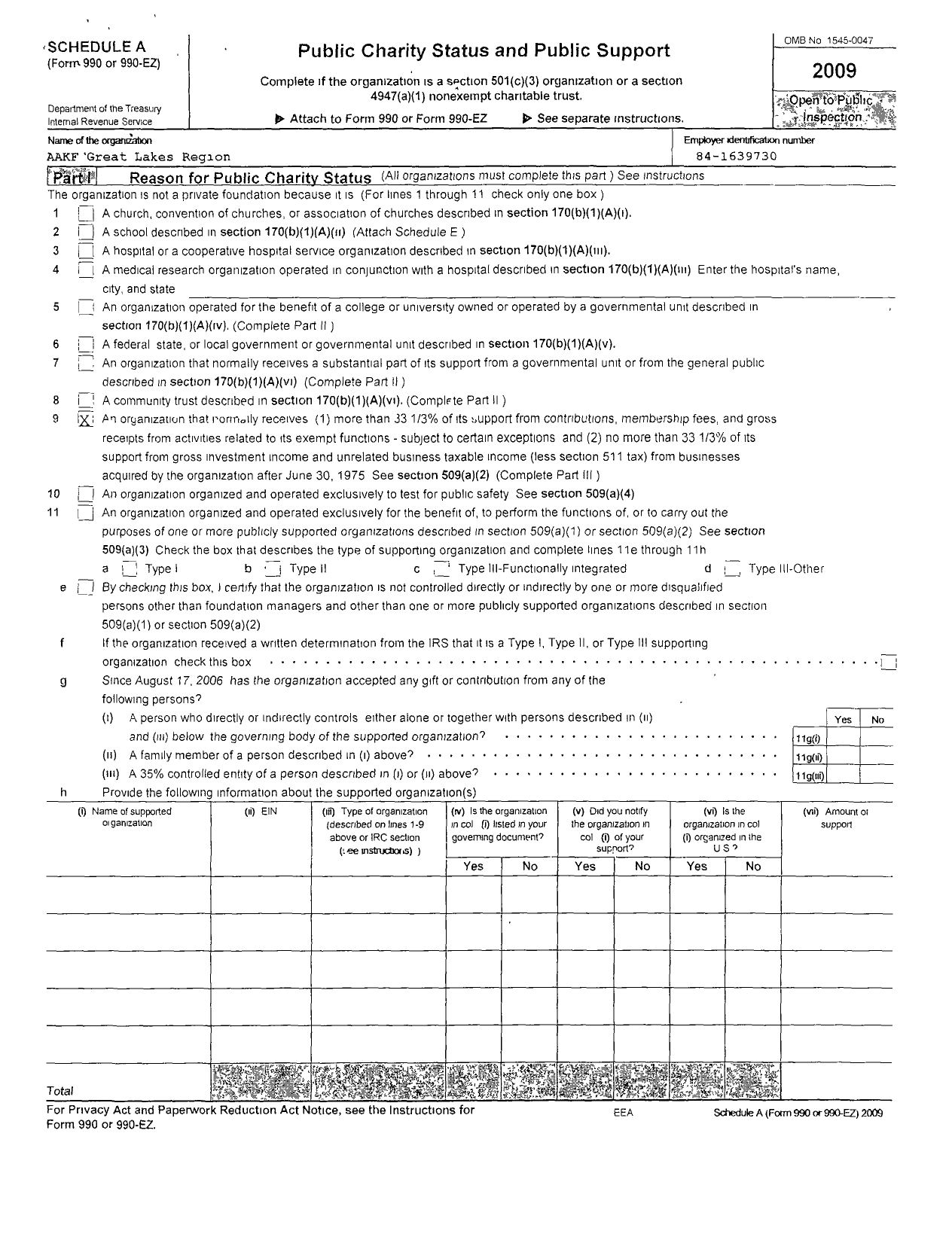 Image of first page of 2009 Form 990R for Aakf Great Lakes Region