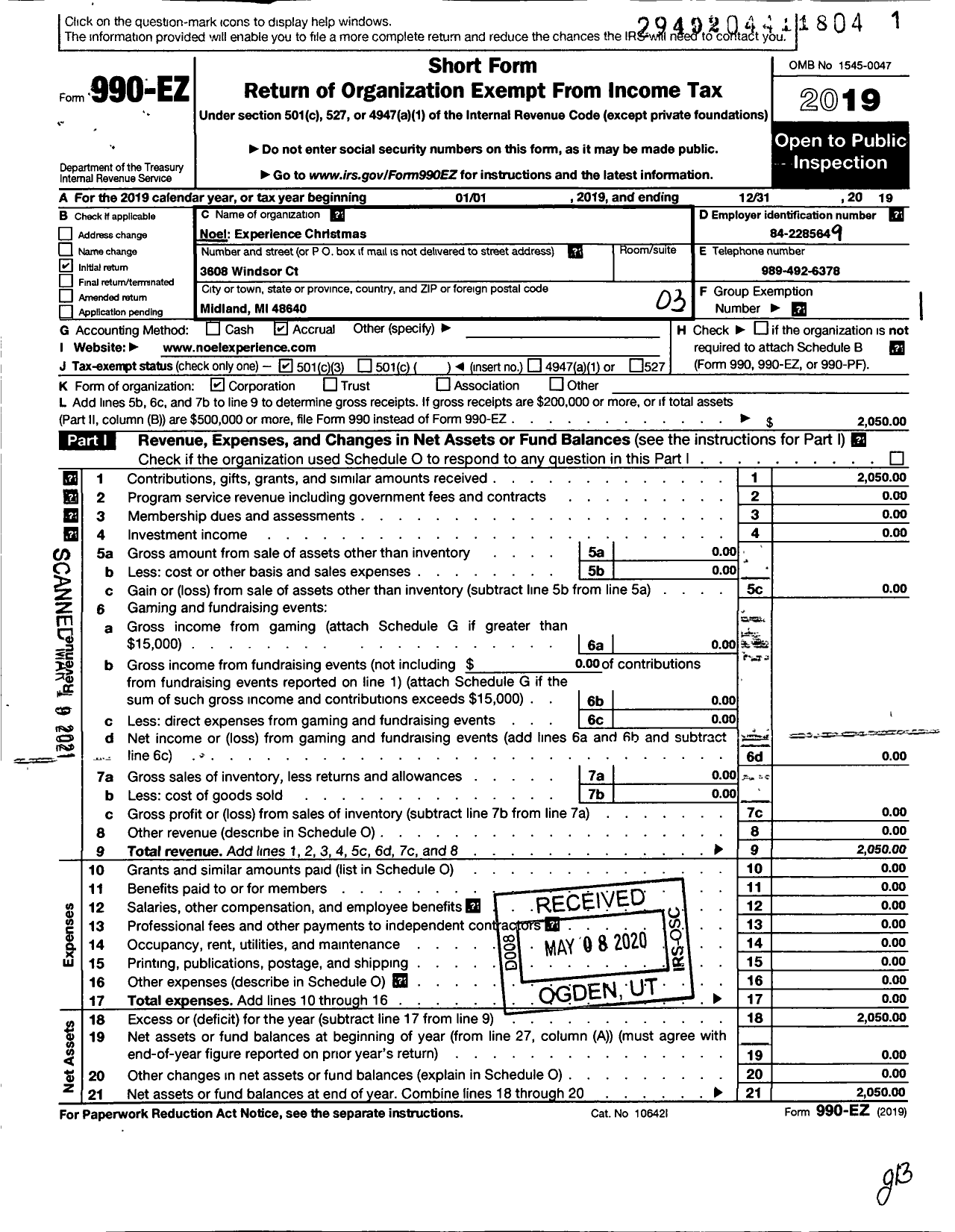 Image of first page of 2019 Form 990EZ for Great Lakes Bay Production