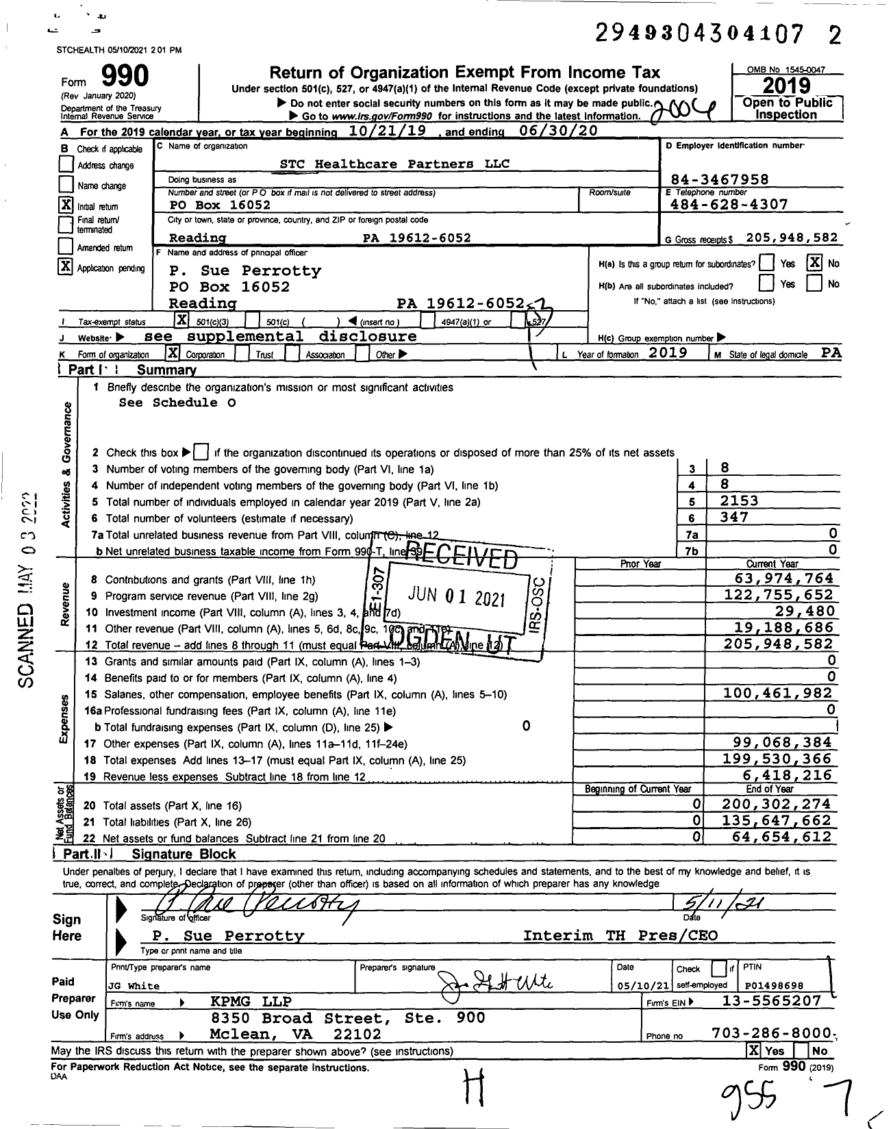 Image of first page of 2019 Form 990 for STC Healthcare Partners LLC