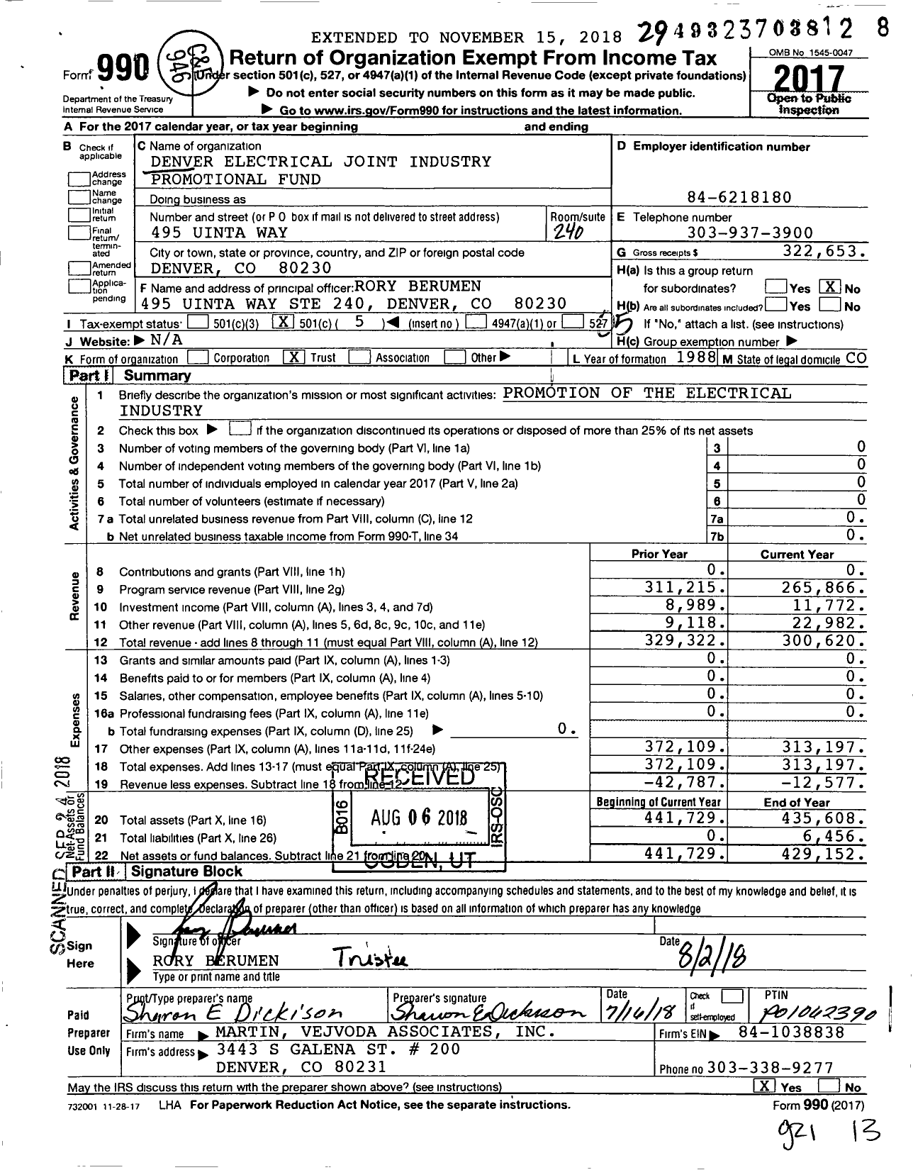 Image of first page of 2017 Form 990O for Denver Electrical Joint Industry Promotional Fund