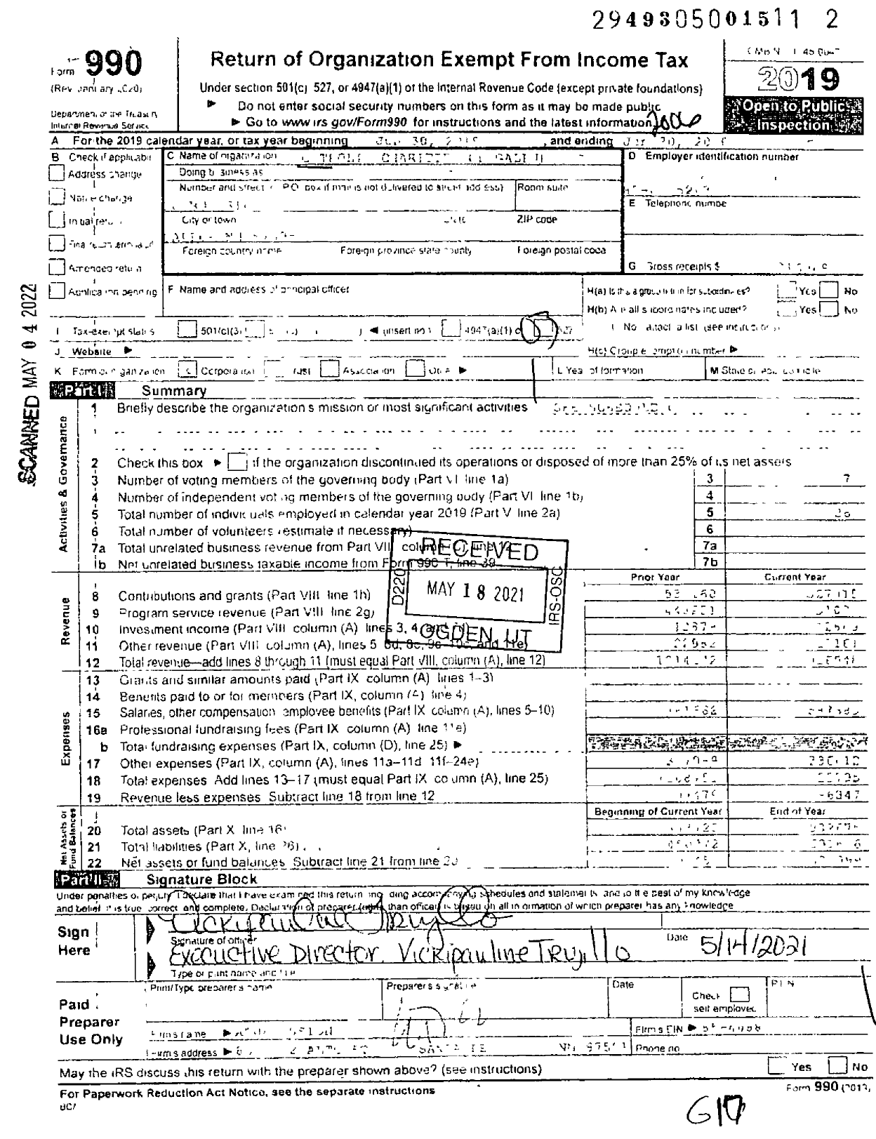 Image of first page of 2019 Form 990 for Catholic Charities of Gallup I