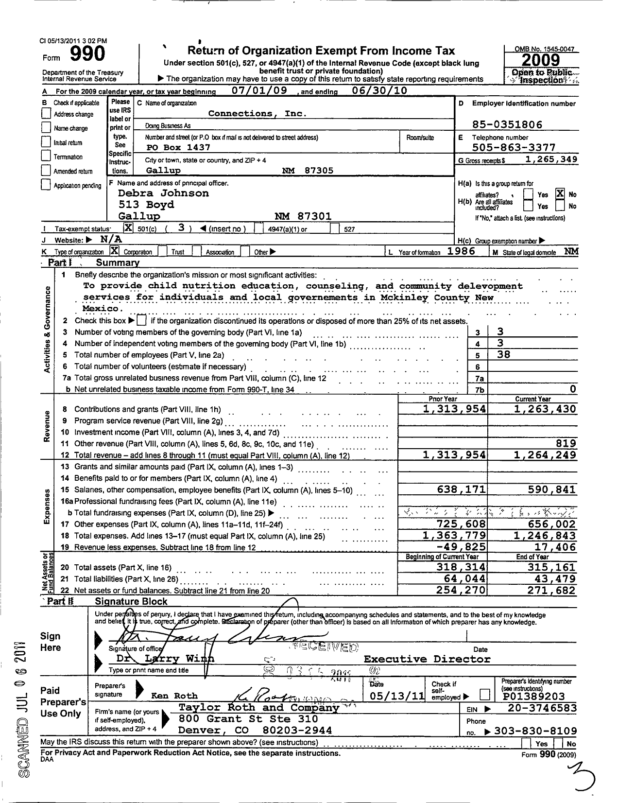 Image of first page of 2009 Form 990 for Connections