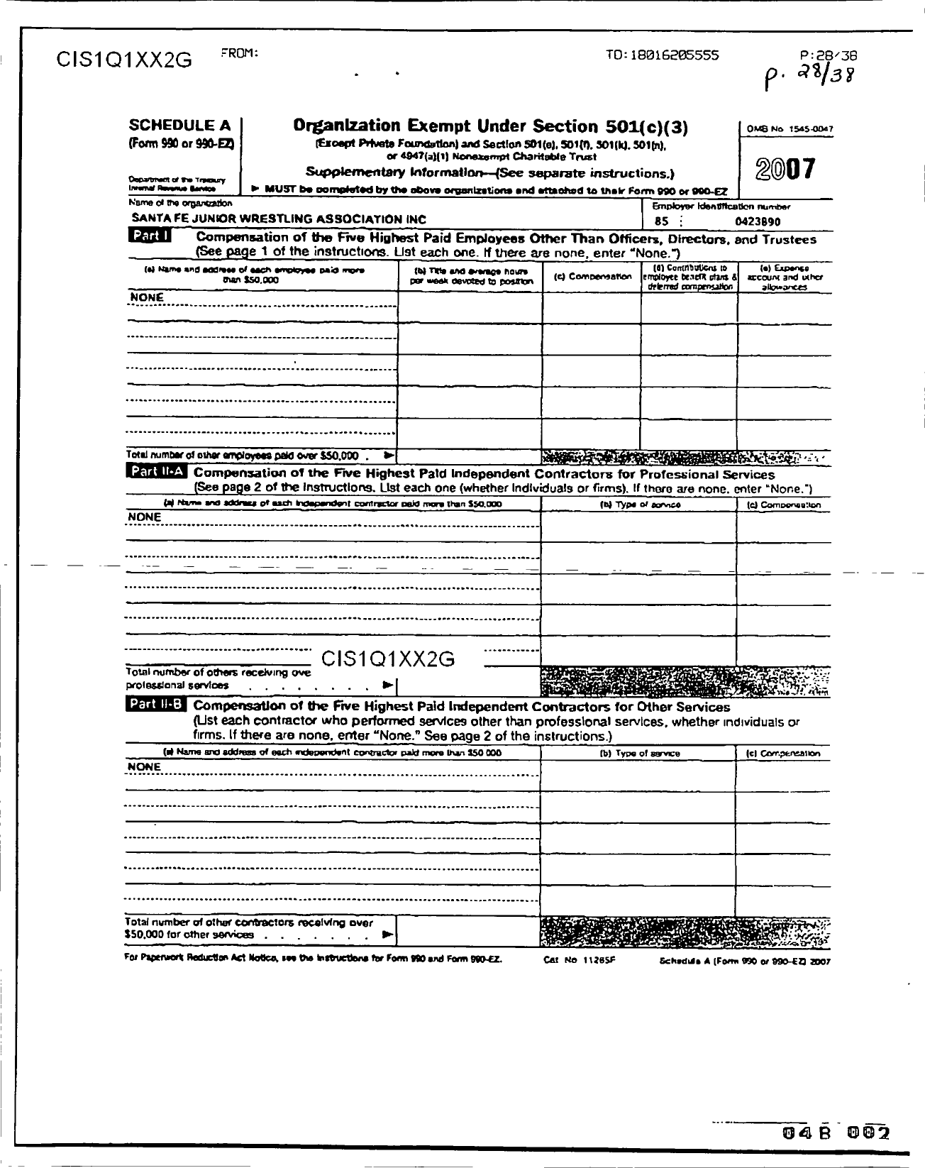 Image of first page of 2007 Form 990ER for Santa Fe Junior Wrestling Association