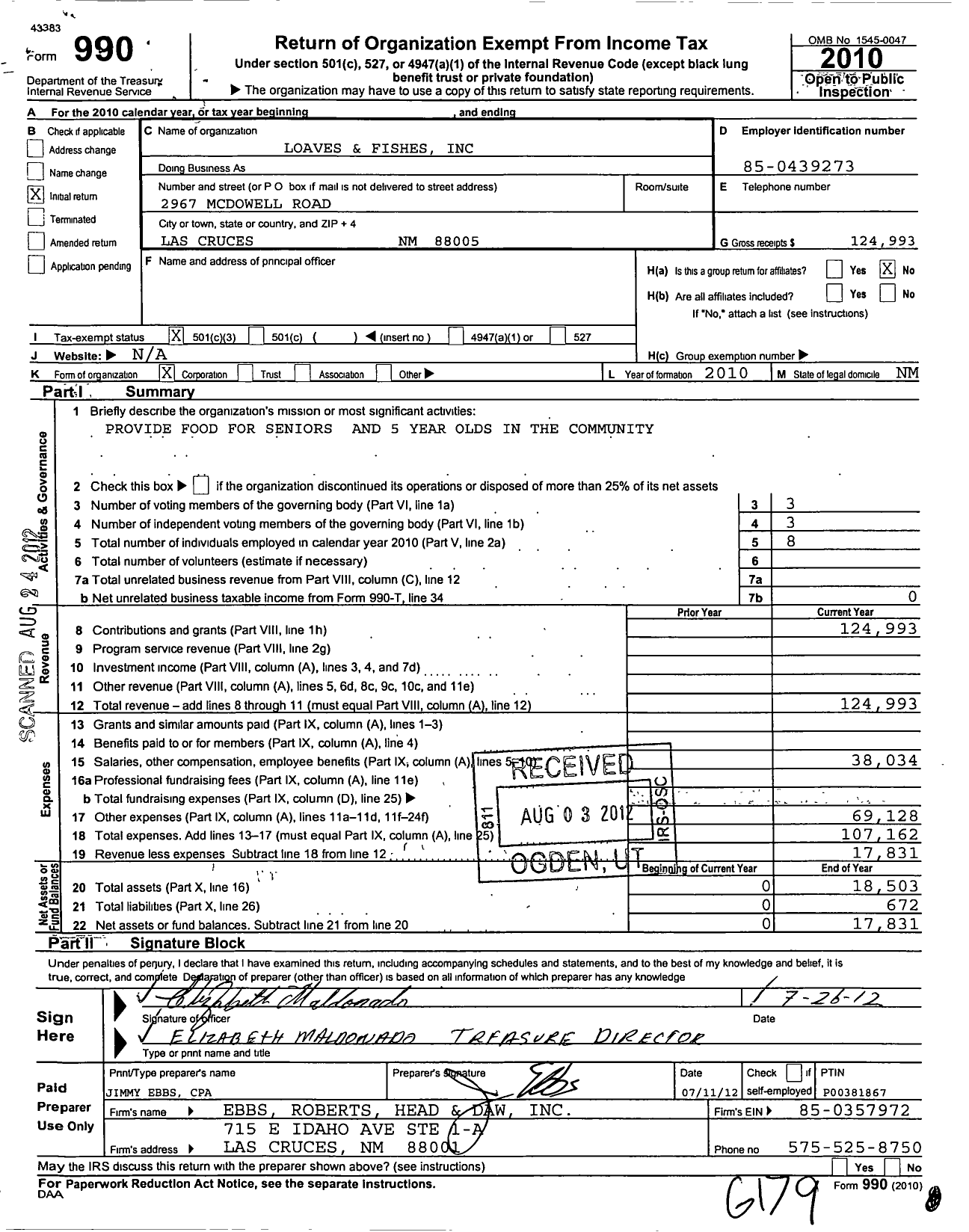 Image of first page of 2010 Form 990 for Loaves and Fishes