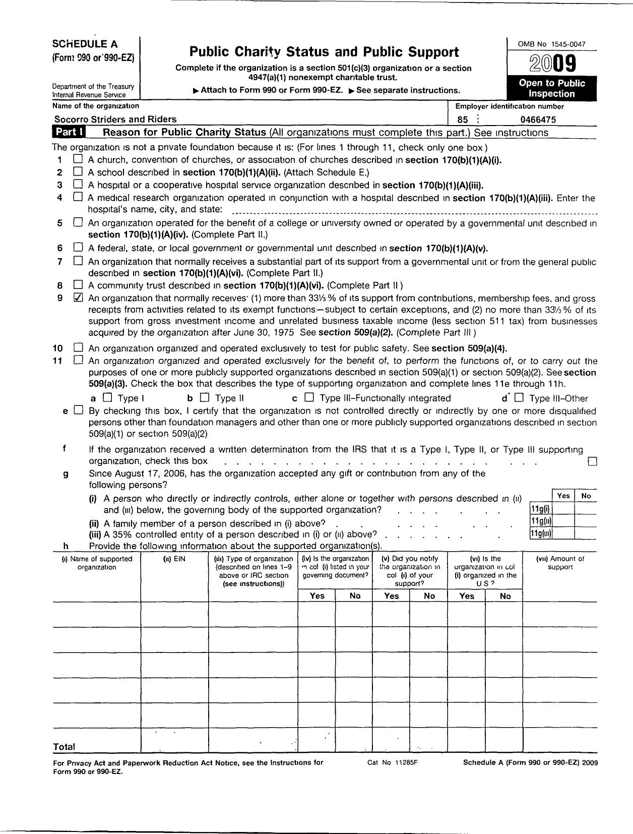 Image of first page of 2009 Form 990ER for Road Runners Club of America