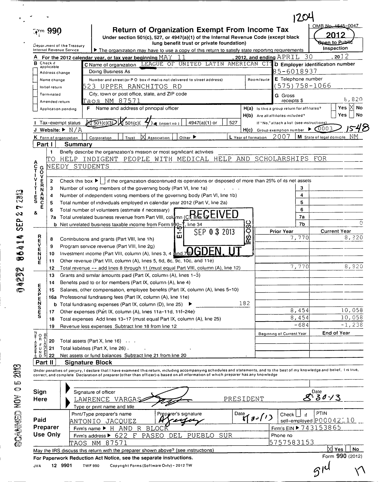 Image of first page of 2011 Form 990O for League of United Latin American Citizens - 78 Council