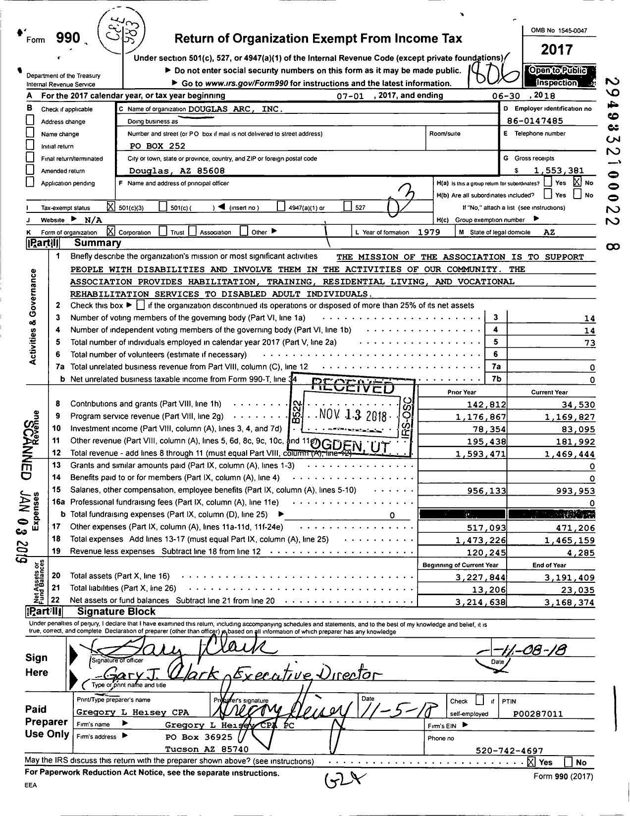 Image of first page of 2017 Form 990 for Douglas Arc