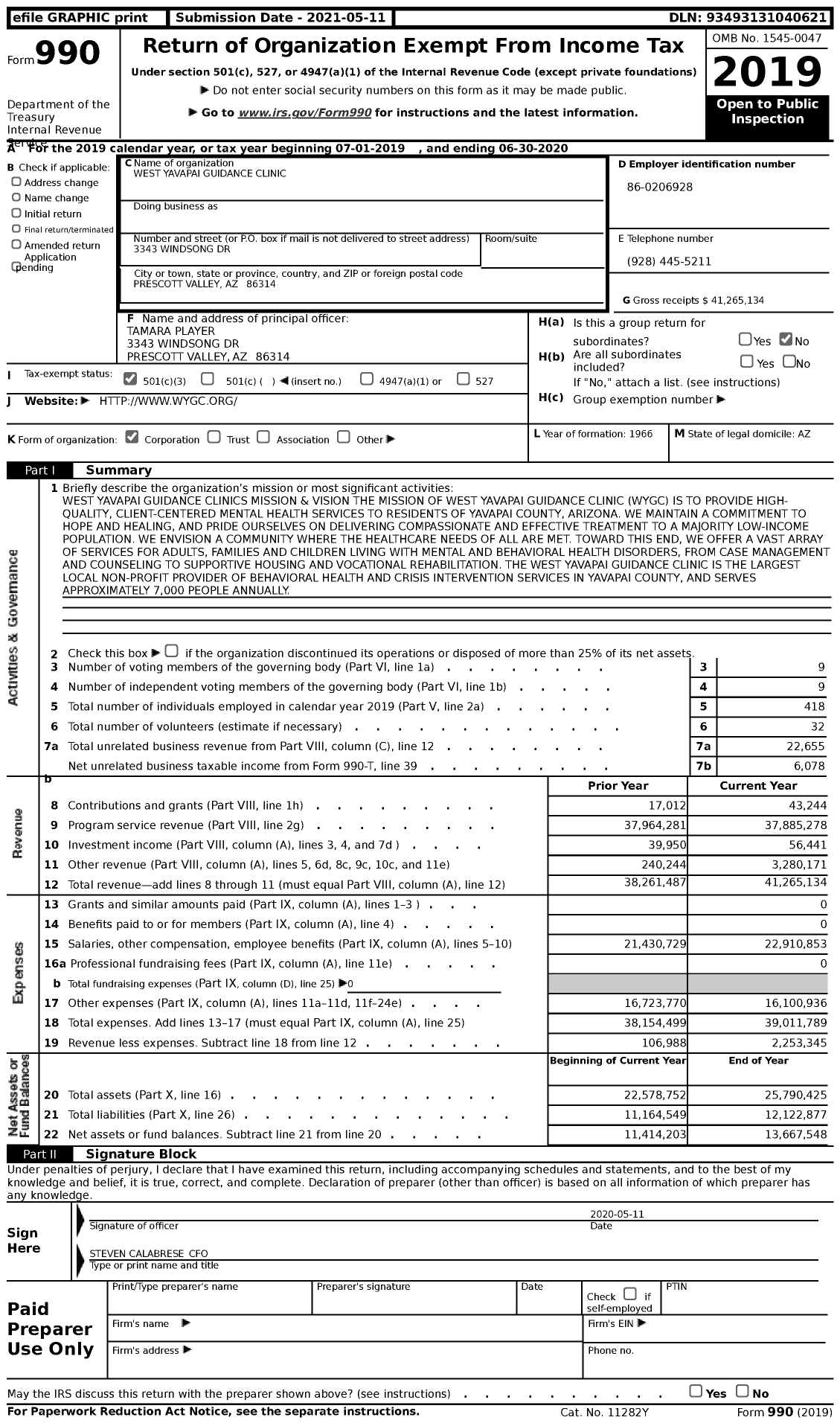 Image of first page of 2019 Form 990 for Polara Health (WYGC)