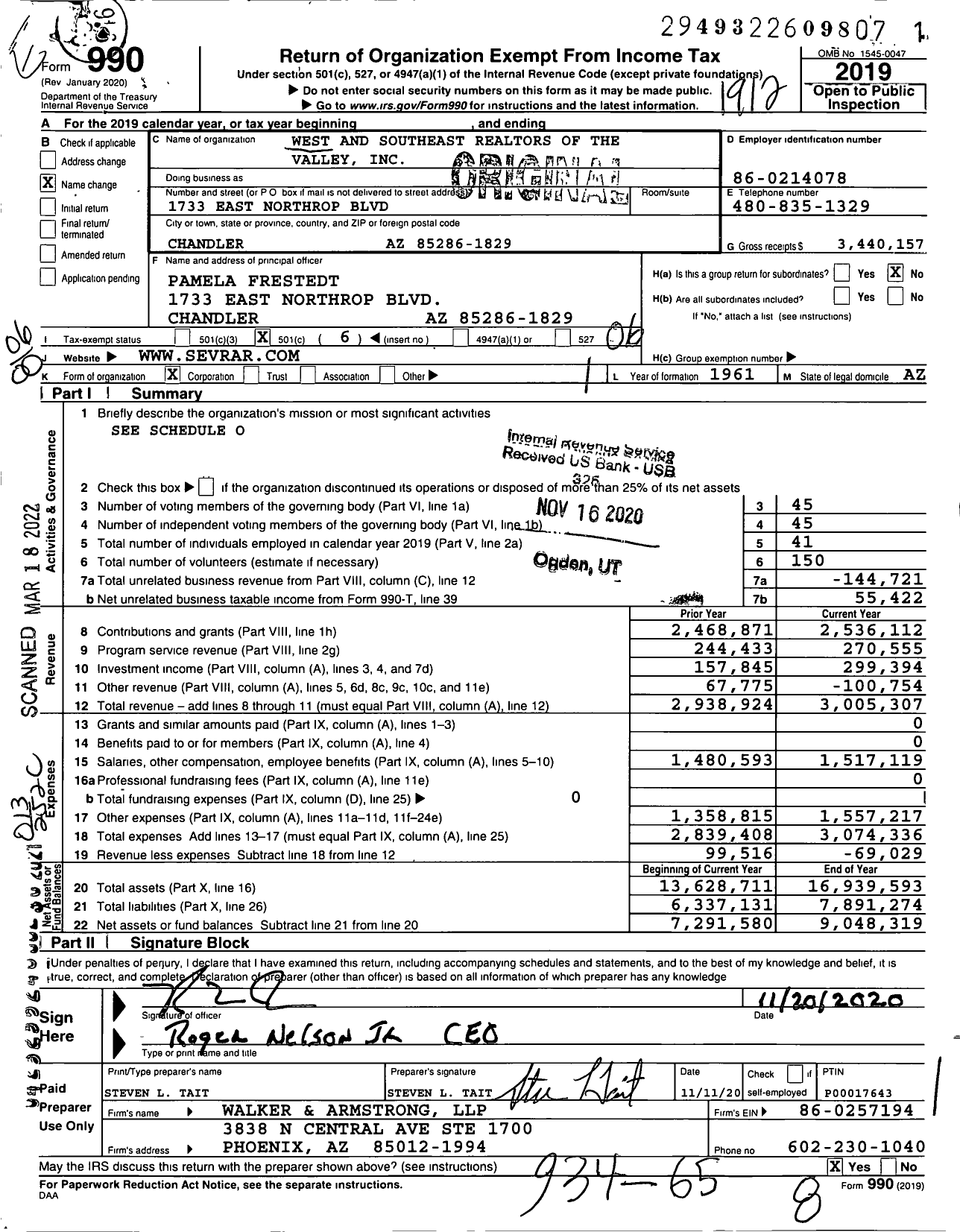 Image of first page of 2019 Form 990O for WeSERV