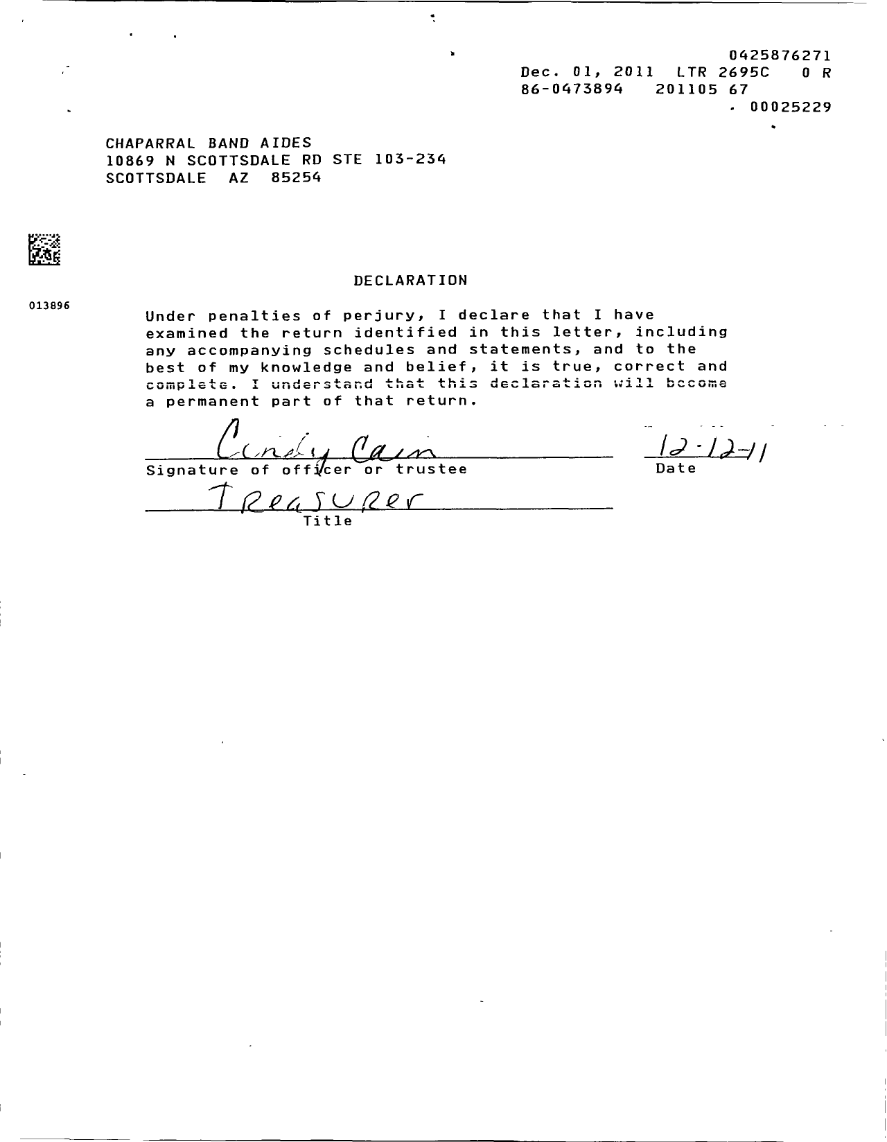 Image of first page of 2010 Form 990ER for Chaparral Band Aides