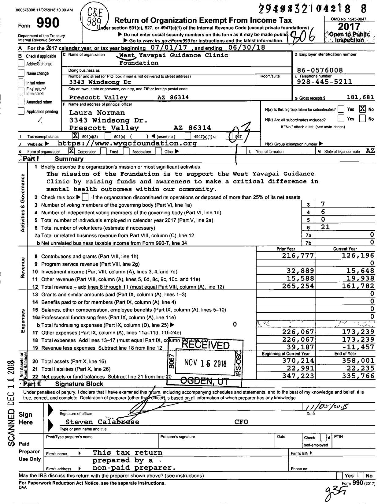 Image of first page of 2017 Form 990 for Polara Health Foundation