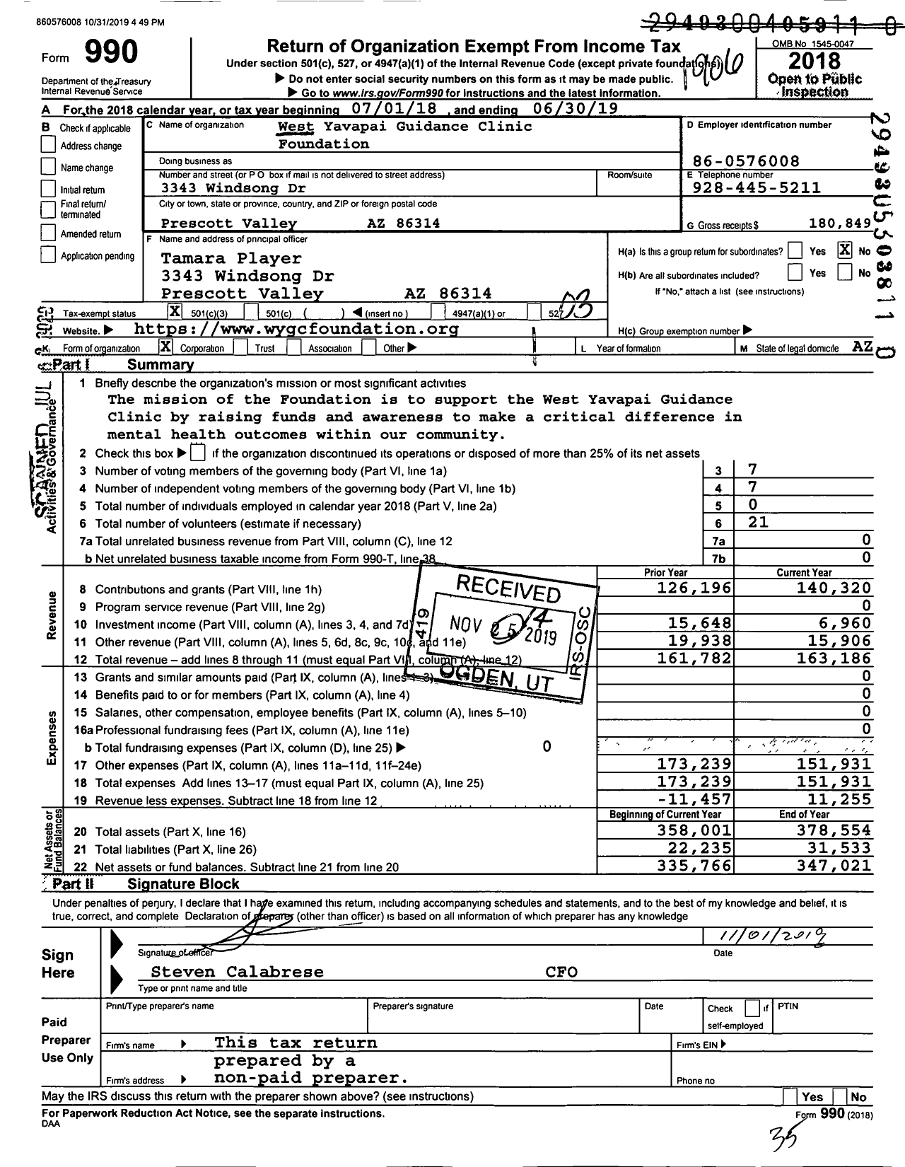 Image of first page of 2018 Form 990 for Polara Health Foundation