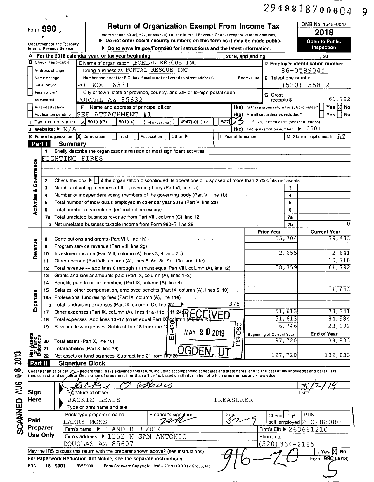 Image of first page of 2018 Form 990 for Portal Rescue