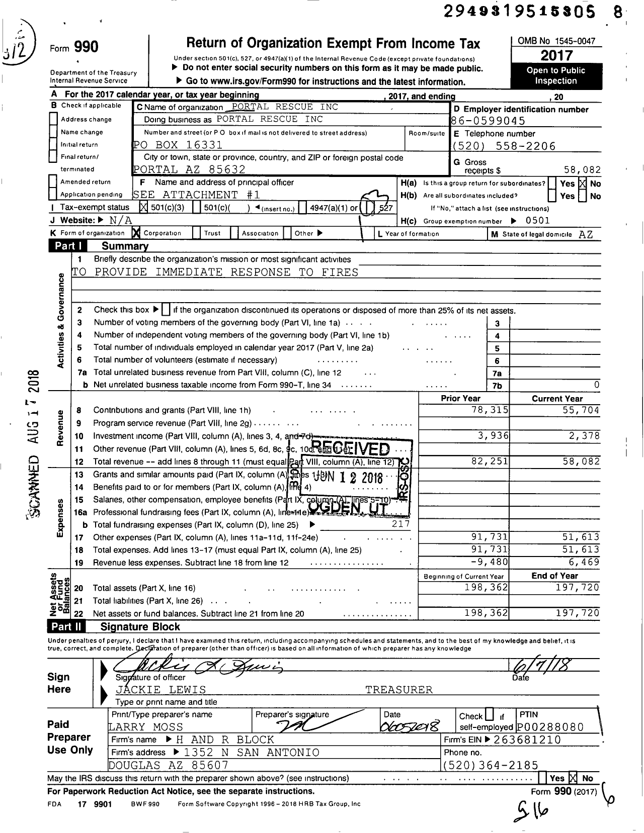 Image of first page of 2017 Form 990 for Portal Rescue