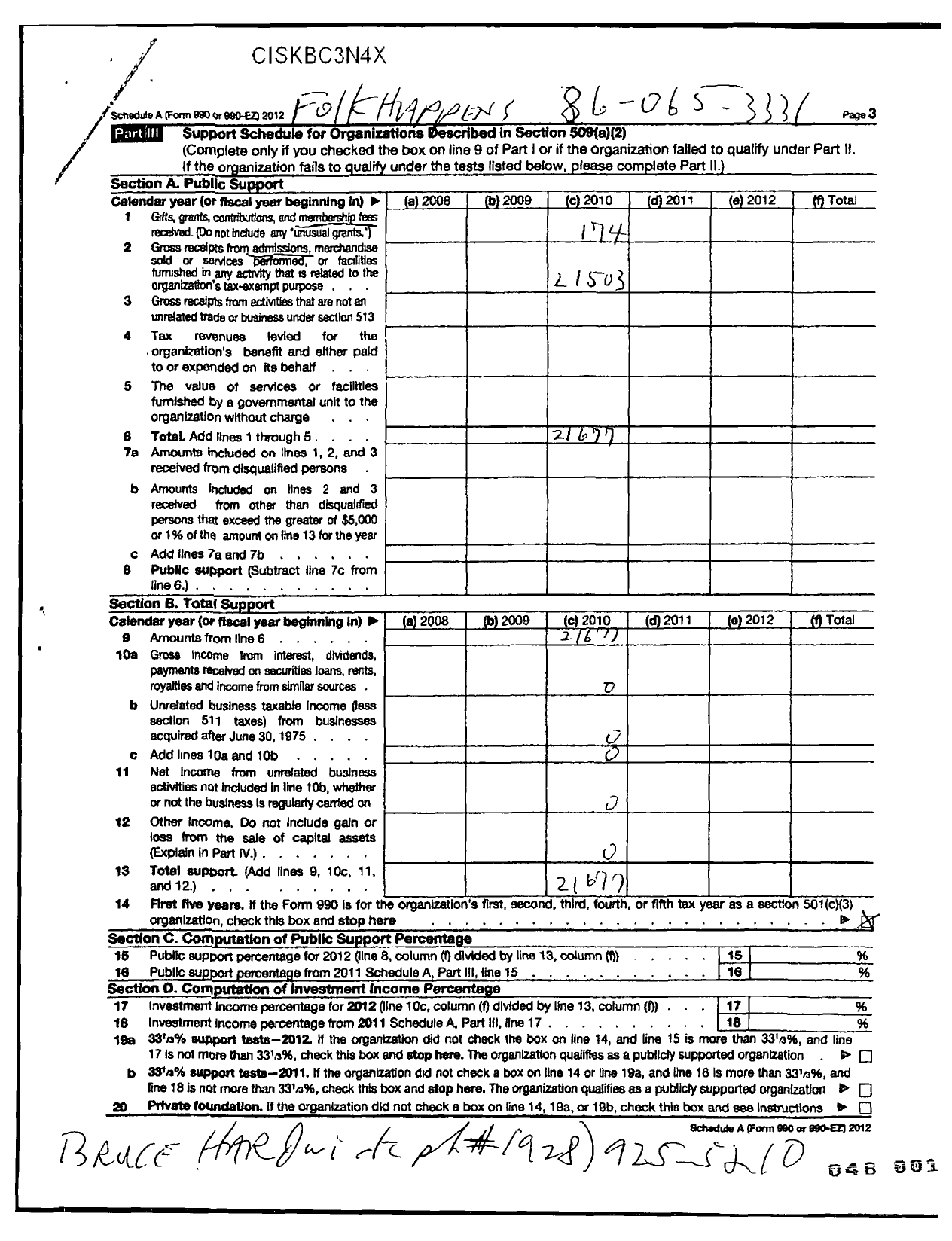 Image of first page of 2010 Form 990ER for Country Dance and Song Society / Folk Happens