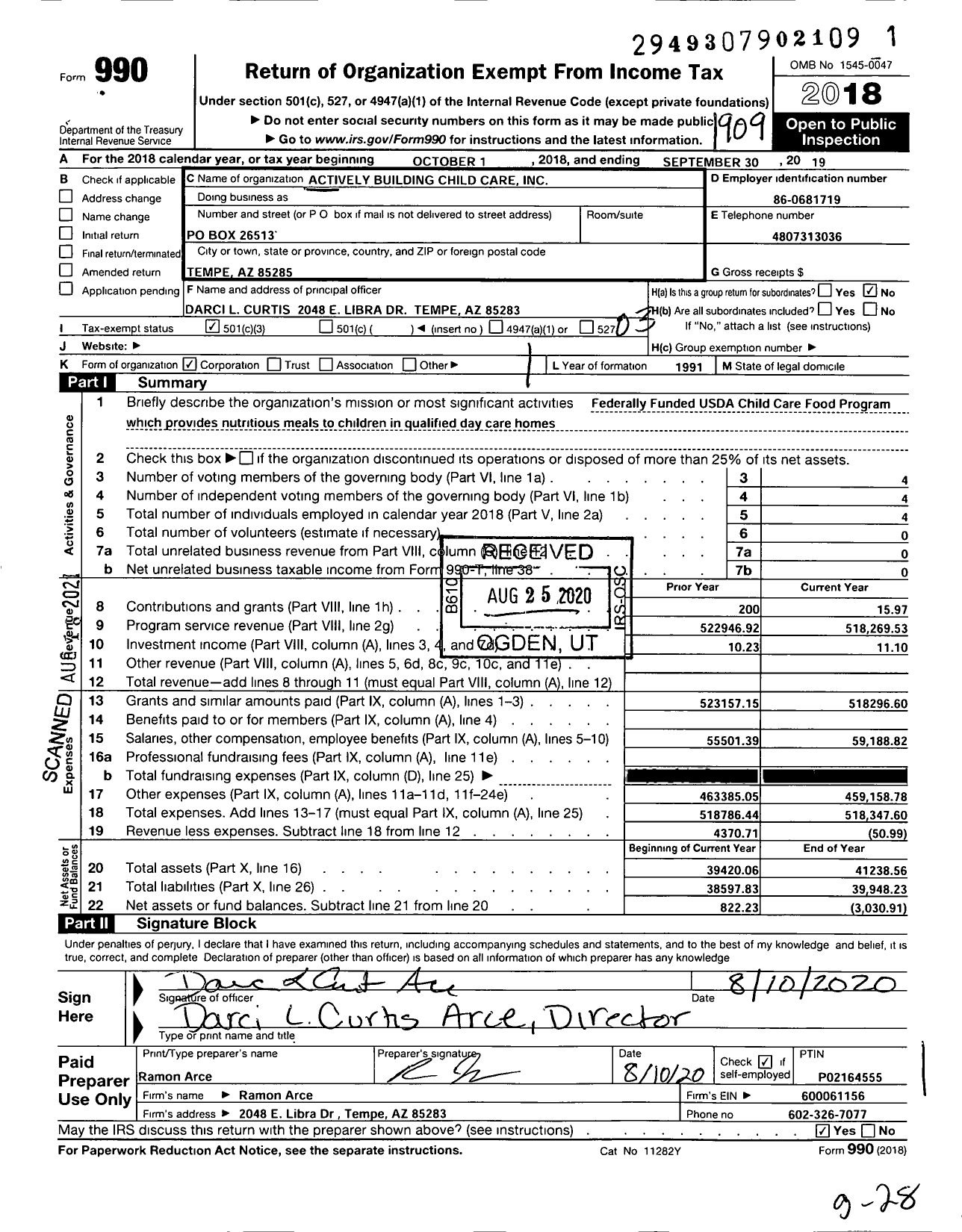 Image of first page of 2018 Form 990 for Actively Building Child Care