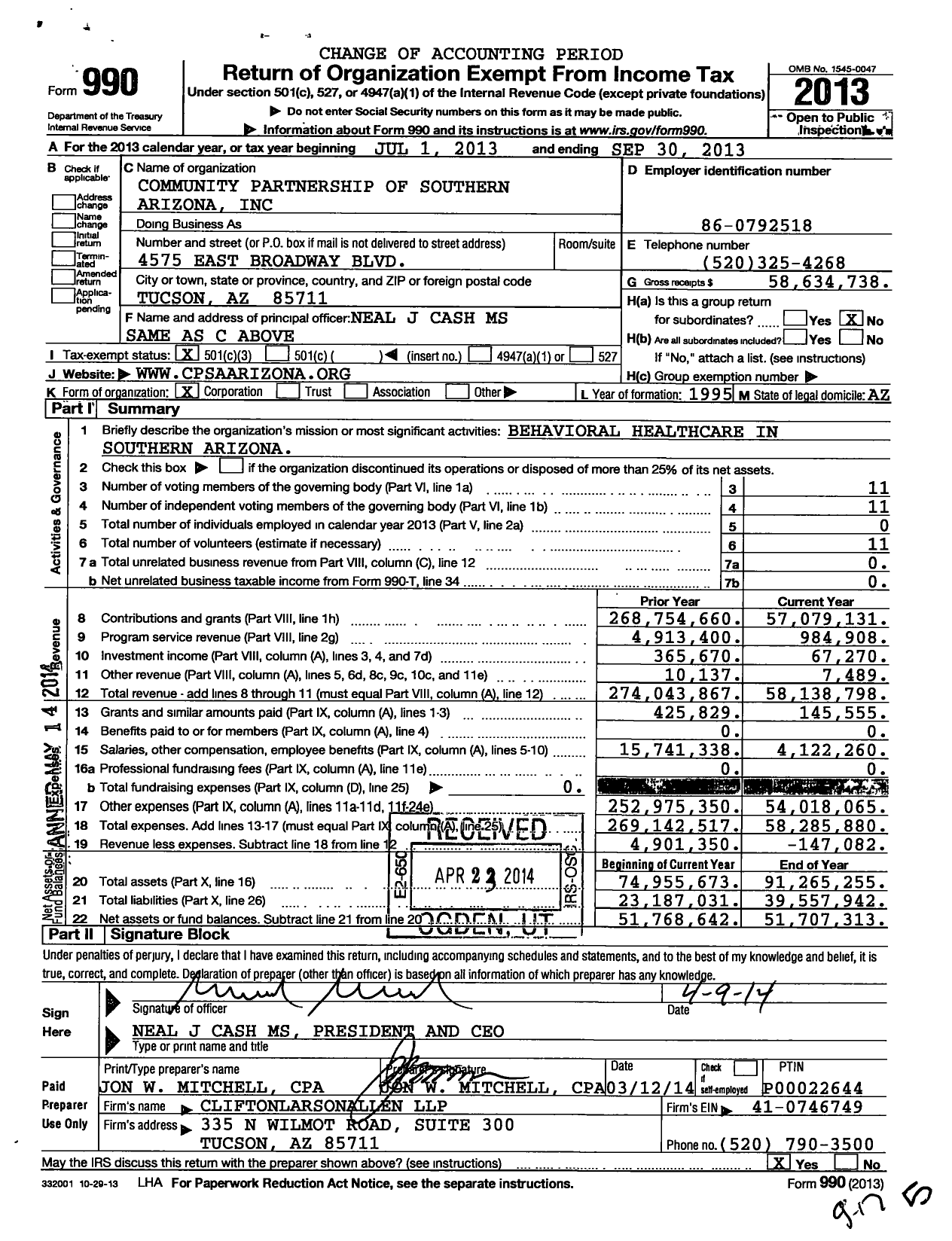 Image of first page of 2012 Form 990 for Community Partners (CPI)