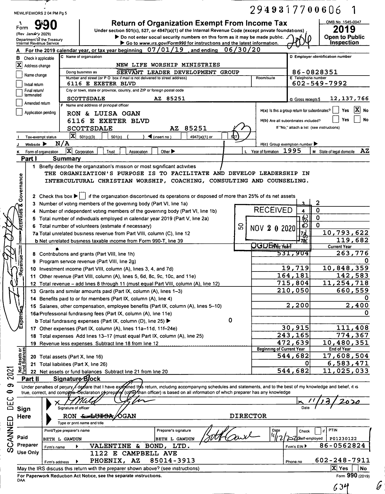 Image of first page of 2019 Form 990 for Servant Leader Development Group