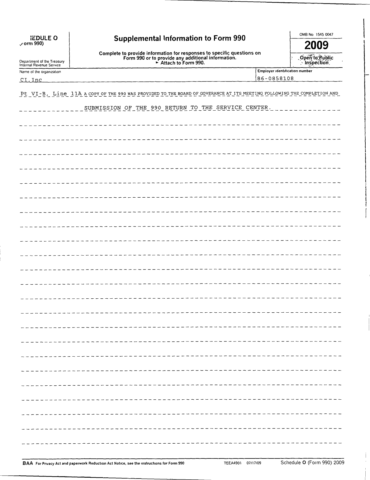 Image of first page of 2009 Form 990R for Ci