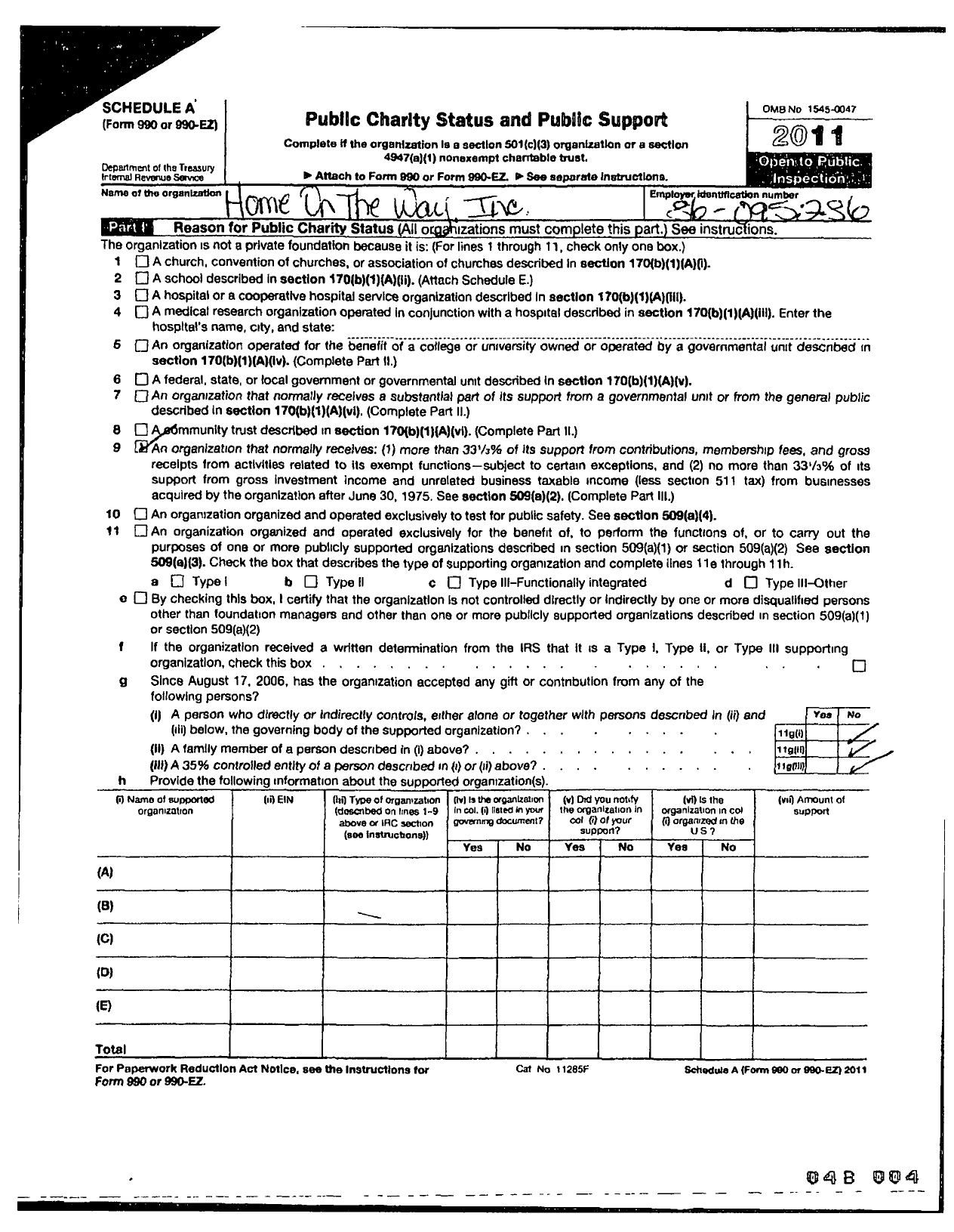 Image of first page of 2011 Form 990ER for Home on the Way